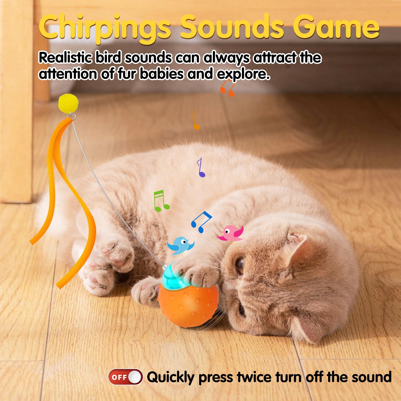 Muhhiba Interactive Cat Toys Balls, Automatic Moving Cat Toys For Indoor Cats, Self Rotating Ball With Motion Activated, Electri