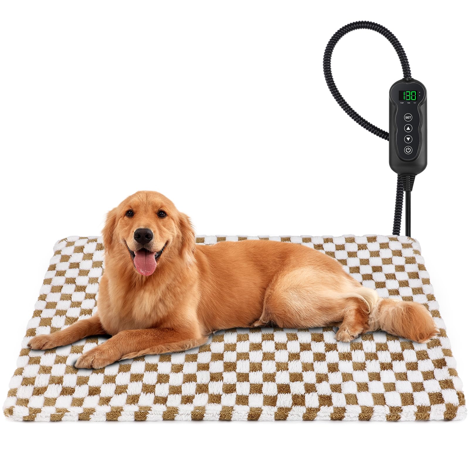 Mixjoy Pet Heater, 11-Temperature Dog Heating Pad With Timer, Indoor Heated Bed For Dogs & Cats, Washable Cover, 35''X24''