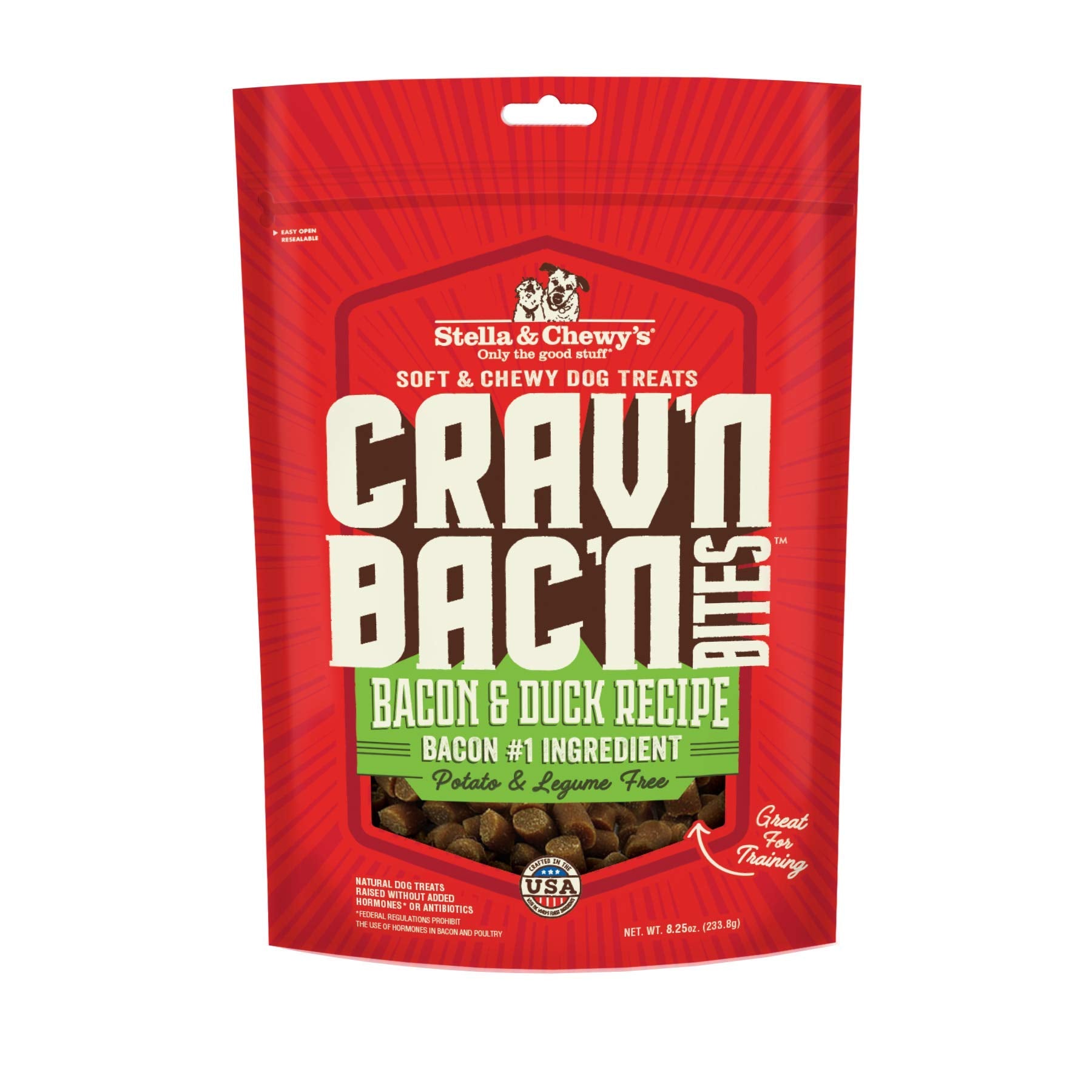 Stella & Chewys Training Dog Treats - Cravn Bacn Soft Bacon & Duck Bites - Premium USA Made - Low Calorie Rewards - 8.25oz