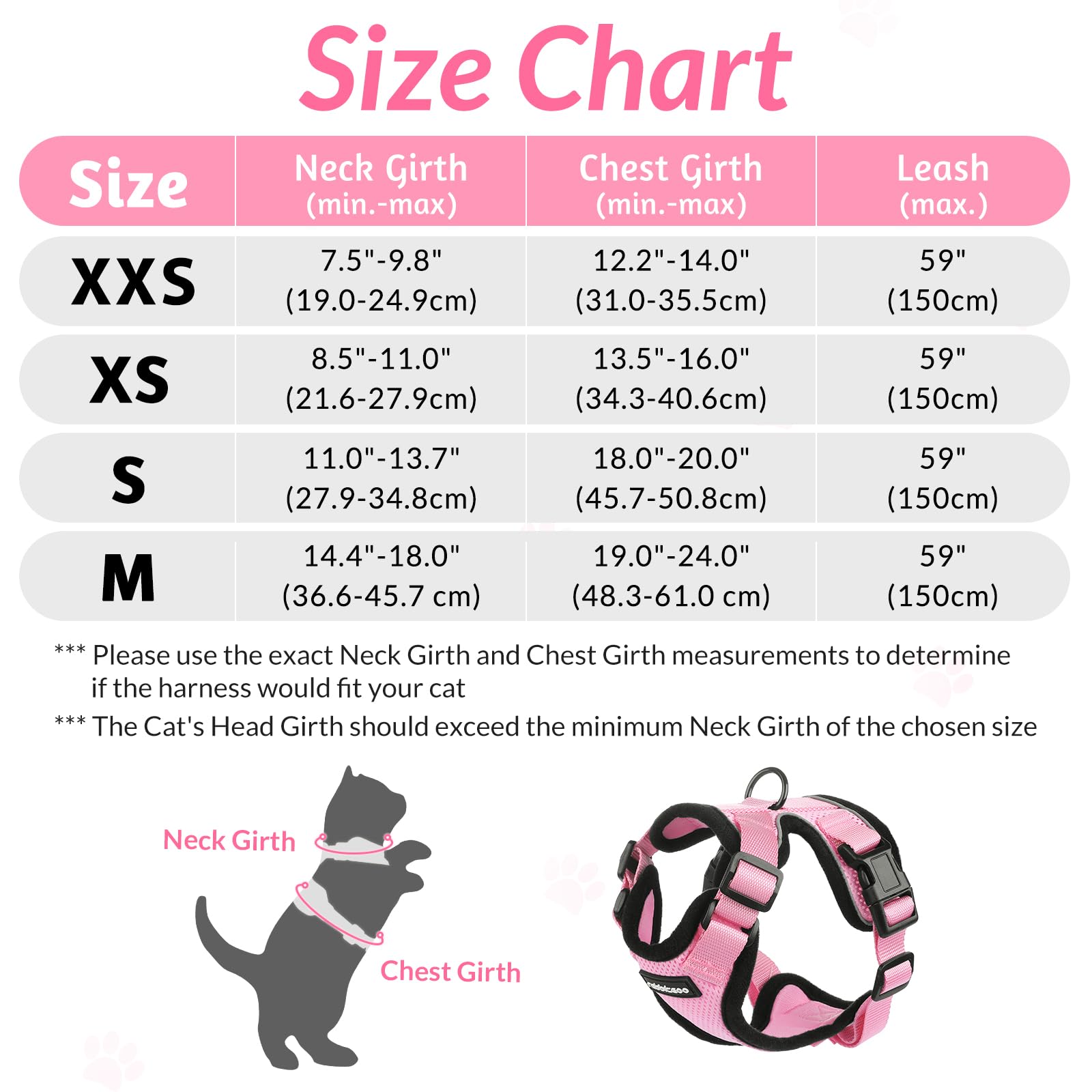 Rabbitgoo Cat Harness And Leash For Walking, Escape Proof Soft Adjustable Vest Harnesses For Cats, Easy Control Breathable Reflective Strips Jacket, Pink, Xxs