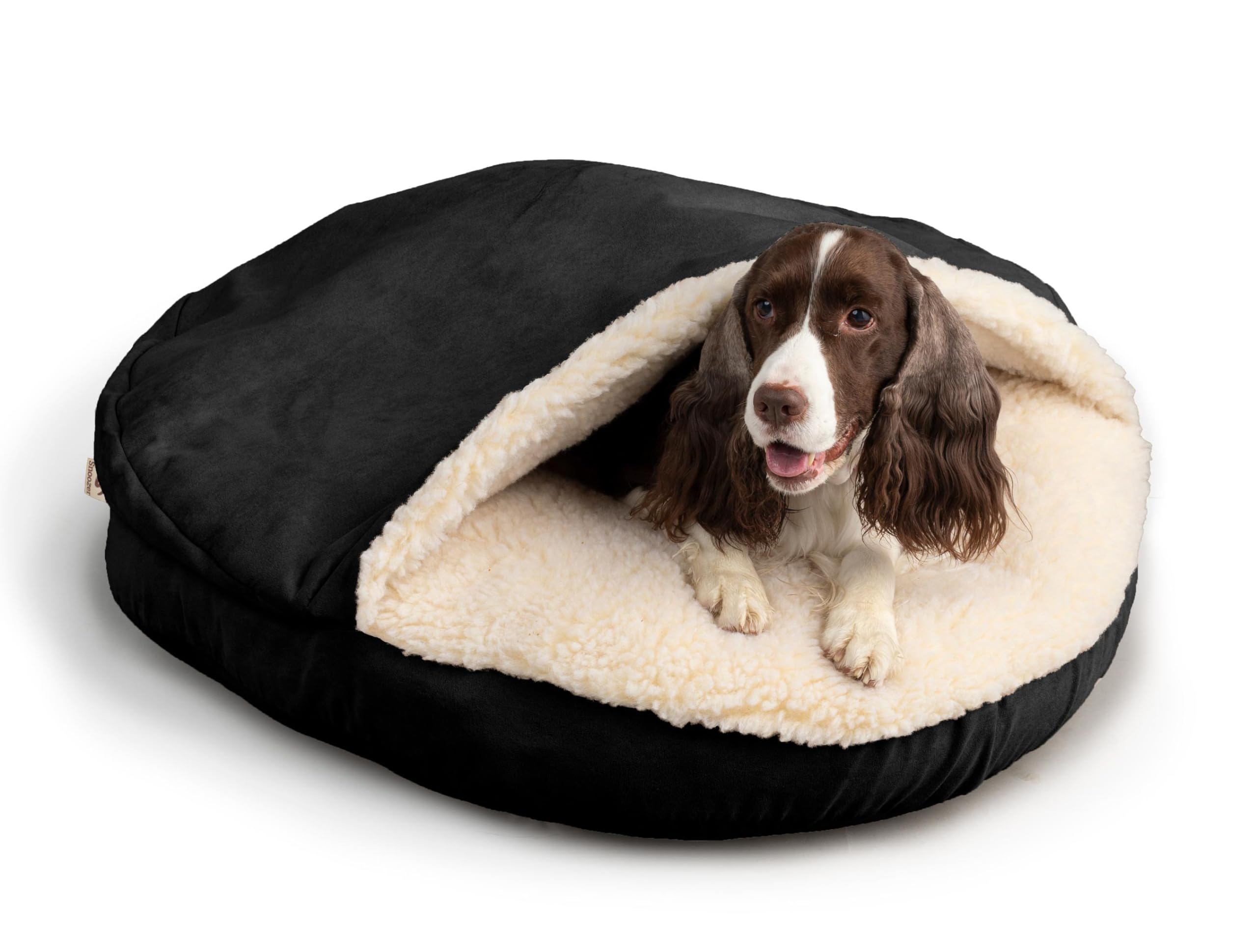 Snoozer Luxury Microsuede Cozy Cave Pet Bed, Large, Black