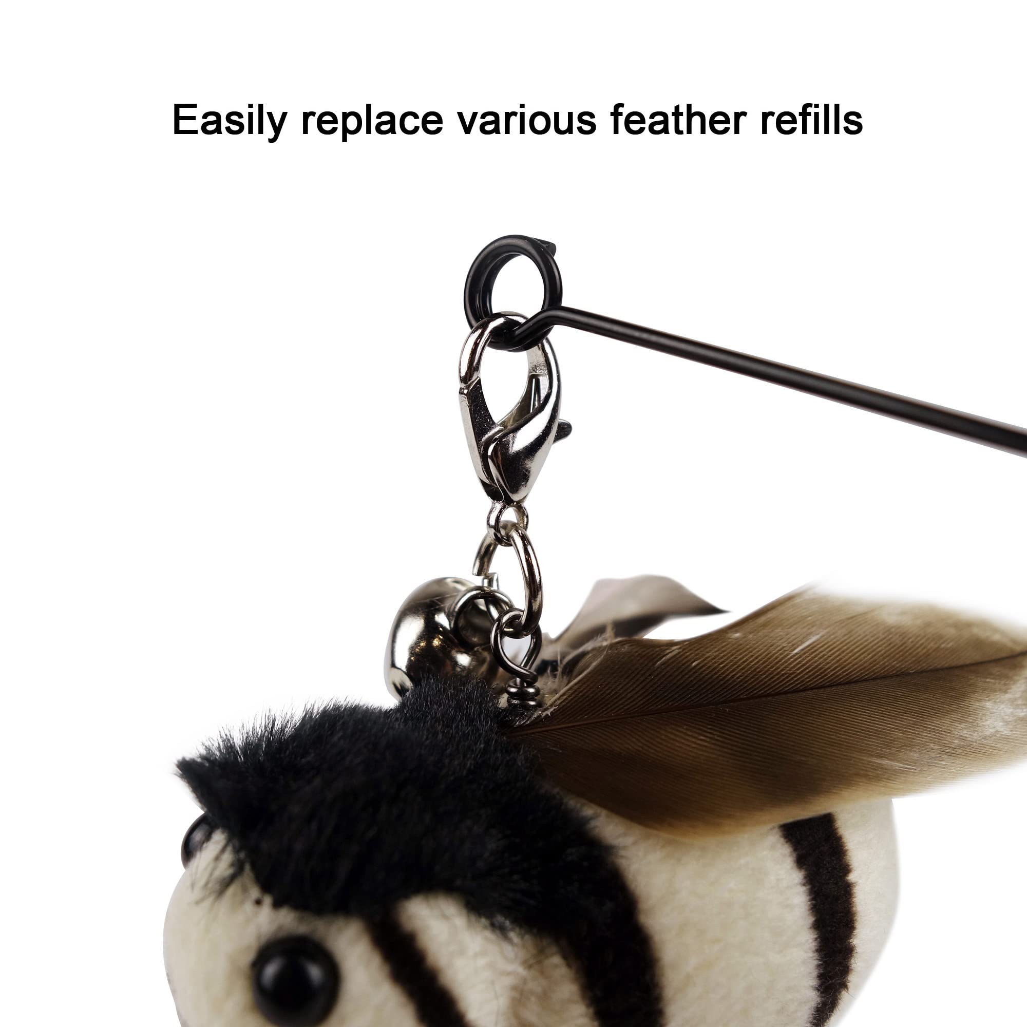 Ttcat Cat Feather Toy Replacement Cat Toy Wand Refills, 4 Pcs Simulation Insects Bird Feathers Refills, Cat Toy Replacement Feat