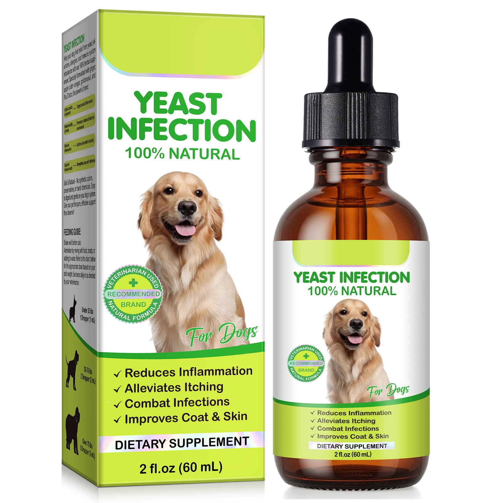 Yeast Infection Treatment for Dogs (2 fl oz), Natural Yeast Treatment for Dogs, Supports Healthy Itch Relief, Dog Allergy Relief