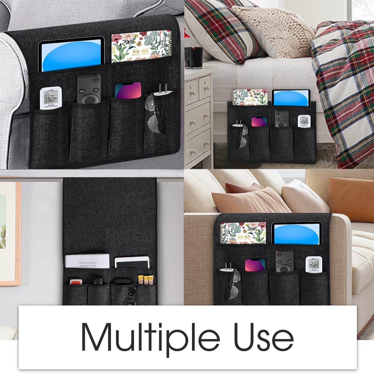 Joywell Remote caddy couch Remote control Holder for Recliner Sofa Armrest Organizer Non Slip Arm chair caddie with 6 Pocket Sto
