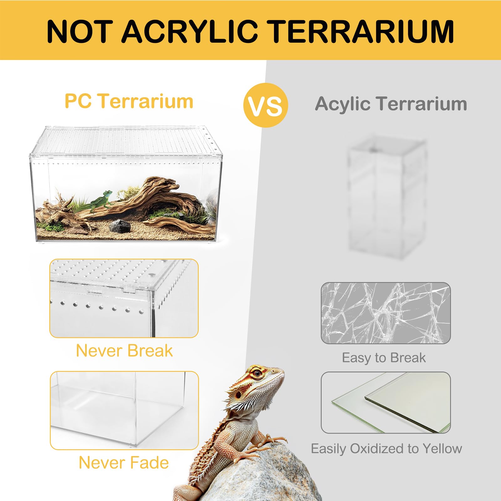 Reptile Pc Terrarium, Spider Tank Starter Kit, Leopard Gecko Container, Tarantula Cage, Hermit Crab Habitat, Lizard Enclosure, I