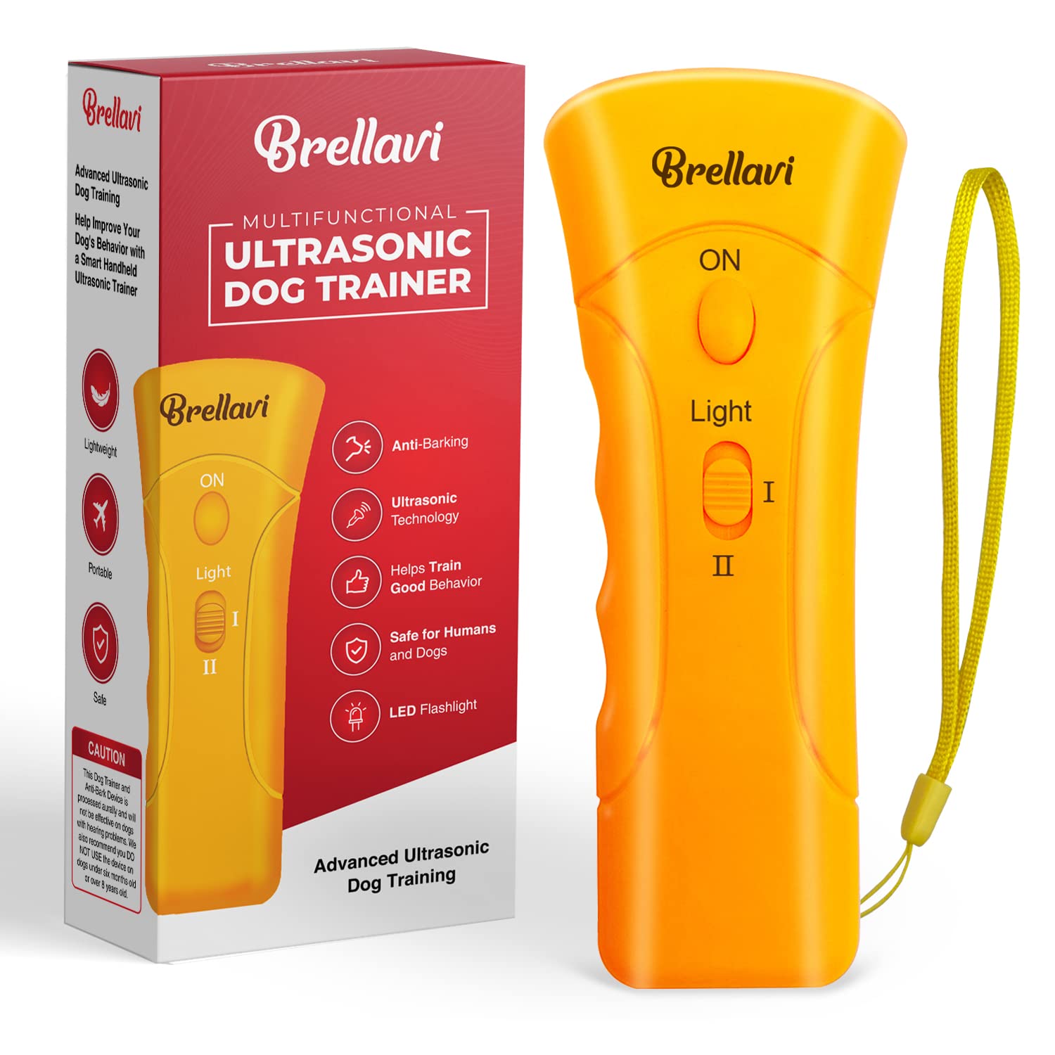 Brellavi Anti-Bark Dog Training Equipment And Barking Control Device, Electronic Clicker Trainer For Walking, Jogging, And Aggressive Behavior, Handheld And Portable (Orange)