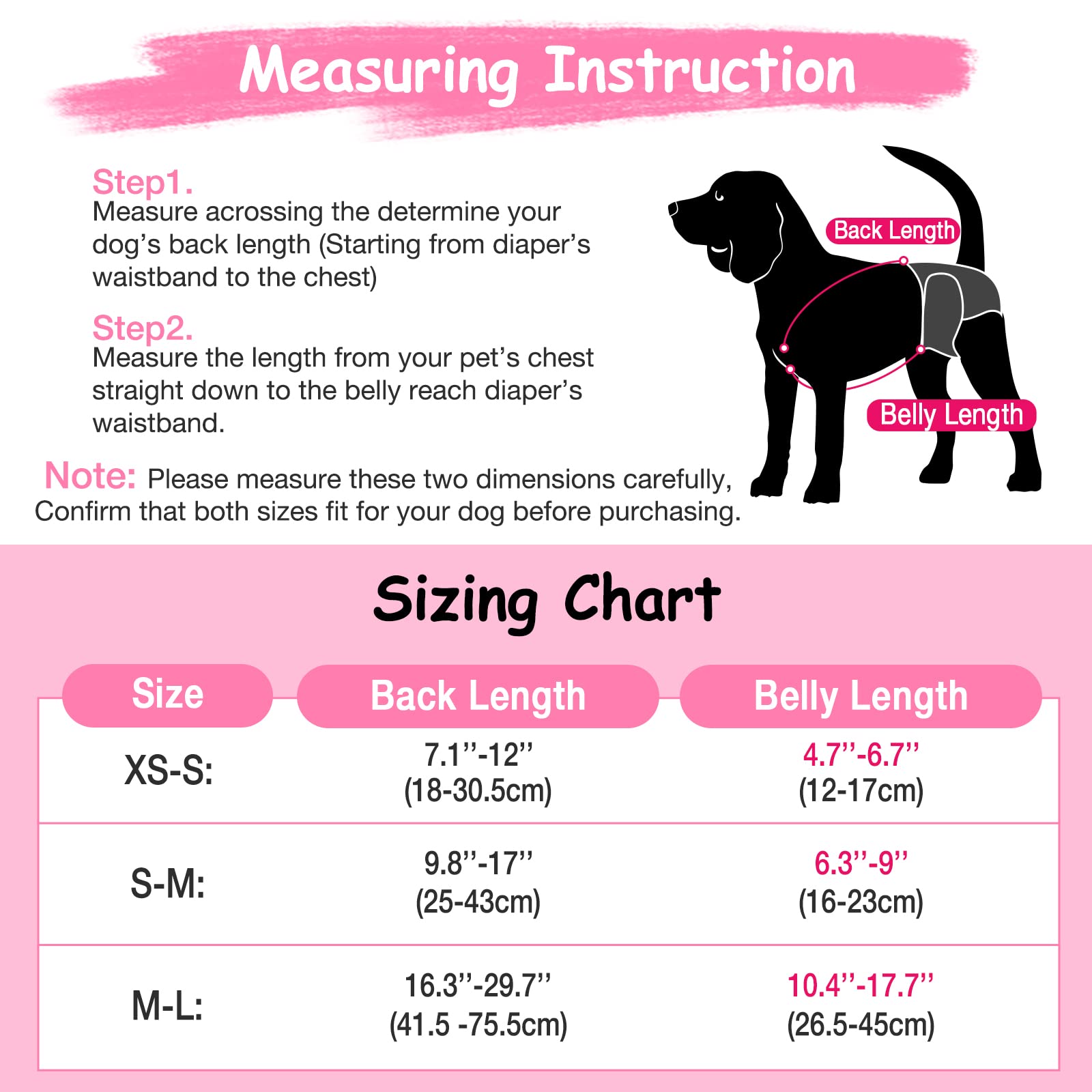 Pet Soft Dog Suspenders 2 Pieces Female Dog Diaper Suspenders For Dogs Diaper Keeper Suspender For Dog Skirt, Dog Dress (Black & Pink, M/L)
