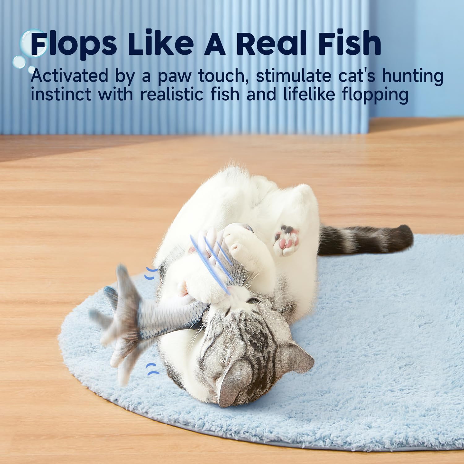 Potaroma Cat Toys Flopping Fish with Catnip, Moving Kitten Kicker, Floppy Wiggle Carp for Small Dogs, Interactive Motion Kitty Exercise, 10.5 Inches -Like New