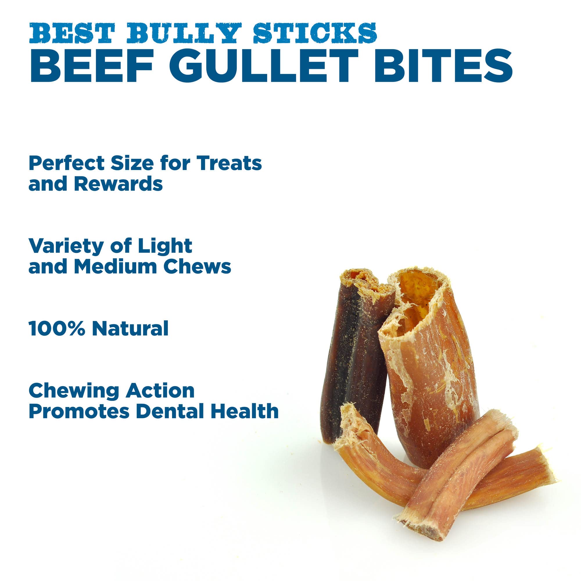 Best Bully Sticks Gullet Jerky Bites - 1.5 lb (Pack of 1) - Natural Rawhide-Free, Crunchy Training Treat