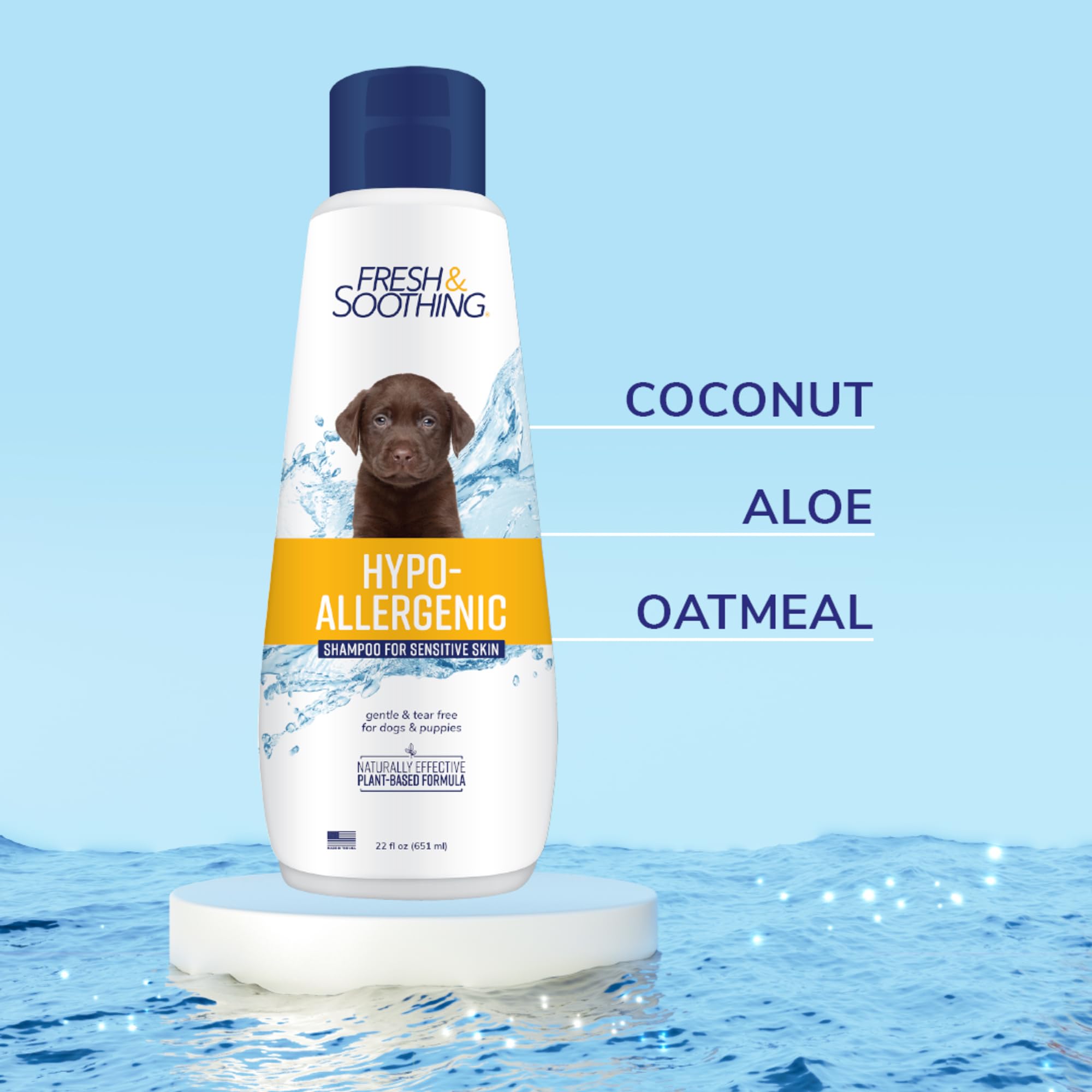 Naturel Promise Tearless Hypoallergenic Dog Shampoo, 22oz - Coconut, Oatmeal & Aloe - Soap, Dye & Paraben Free - Gentle for Sensitive Skin
