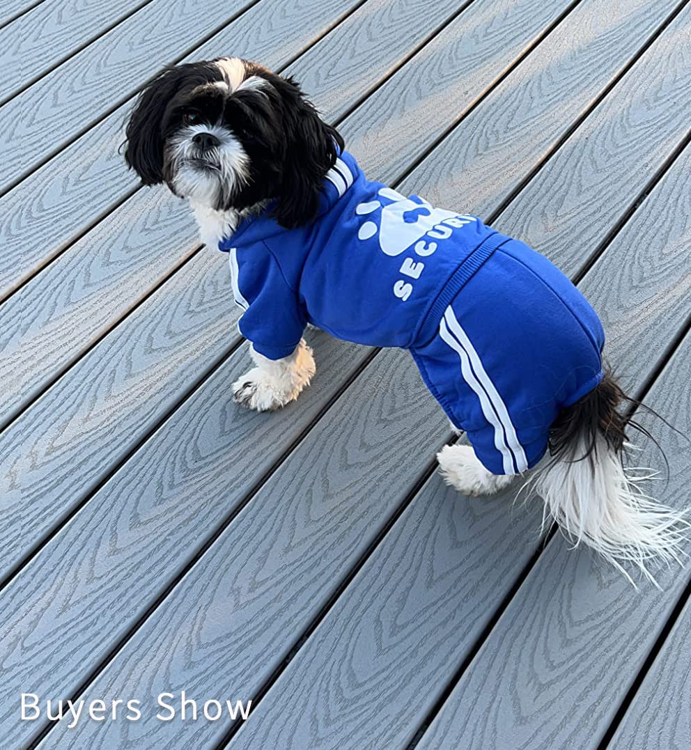 Otunrues Dog Hoodie, Dog Clothes Pullover 4 Legs Dog Jumpsuit Fleece Sweatshirt Security Patterns Dog Outfit Doggie Winter Coat Cotton Puppy Hoodied For Small Medium Large Dogs Cats Apparel(Blue, Xxs)