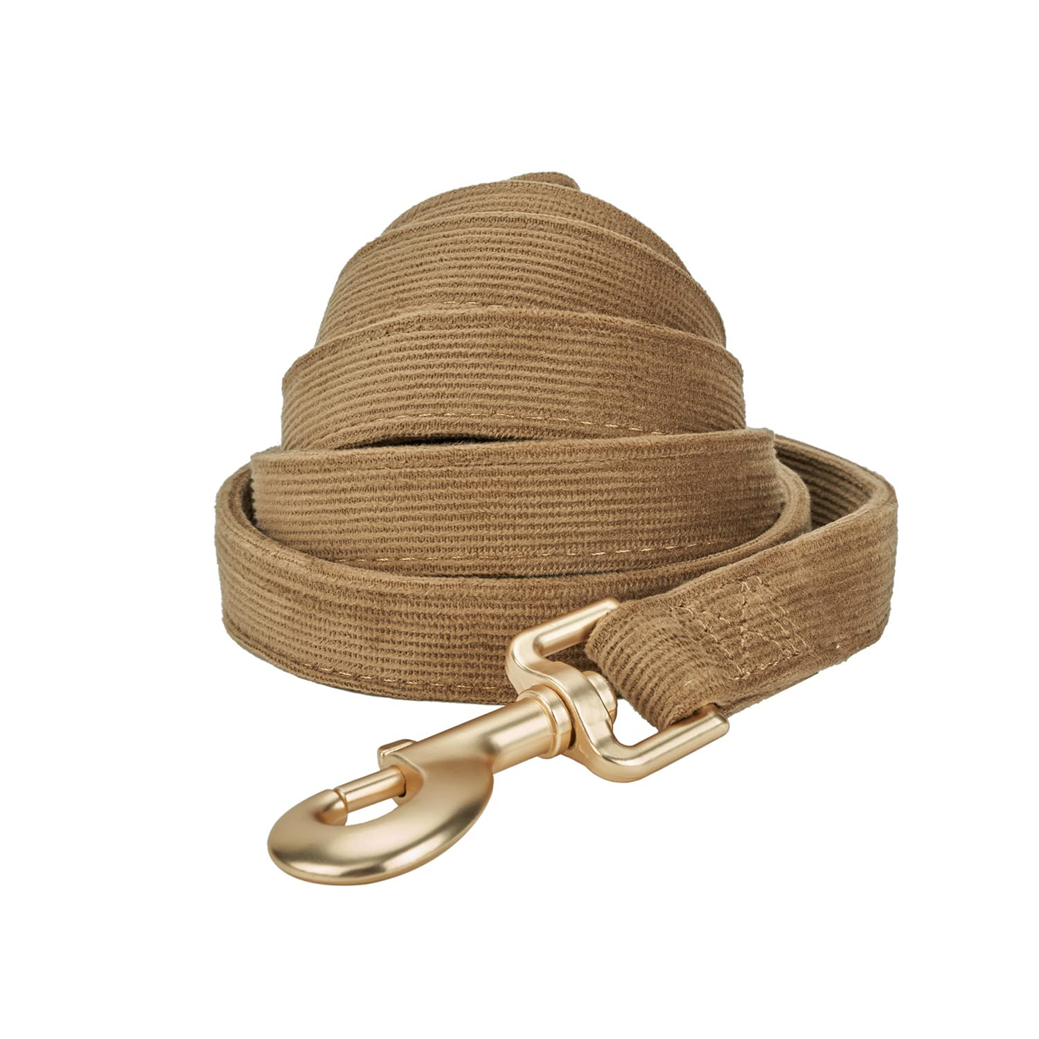 Petiry Soft Corduroy Fibric Dog Leash, 5 Feet Length Lead With Heavy Duty Rotating Hook, For Small Medium Dogs.(S,Brown)