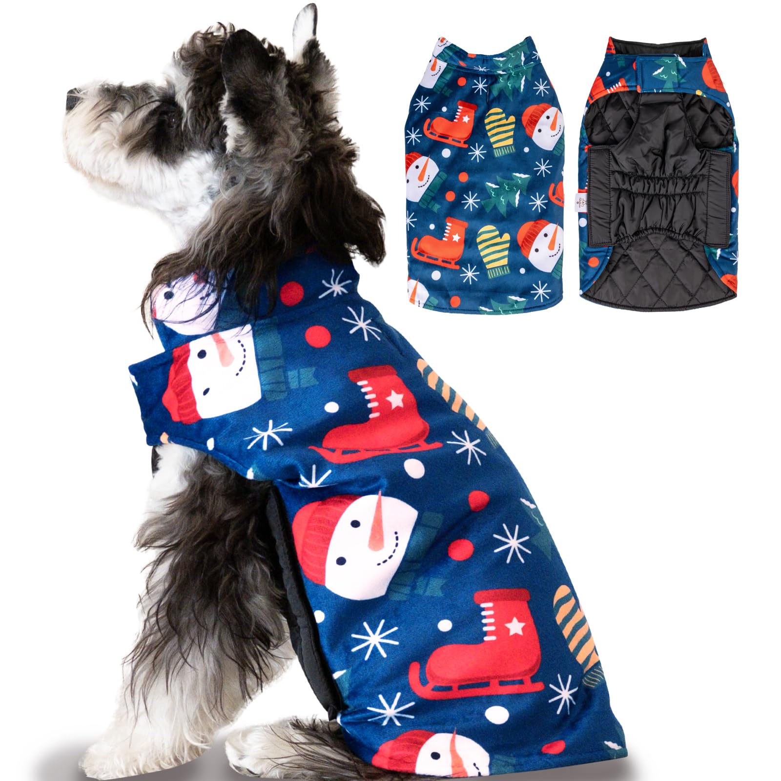 Cutebone Winter Dog Jacket Reversible Vest With Leash Hole - Windproof & Waterproof Small To Large Sizes Soft Winter Coat
