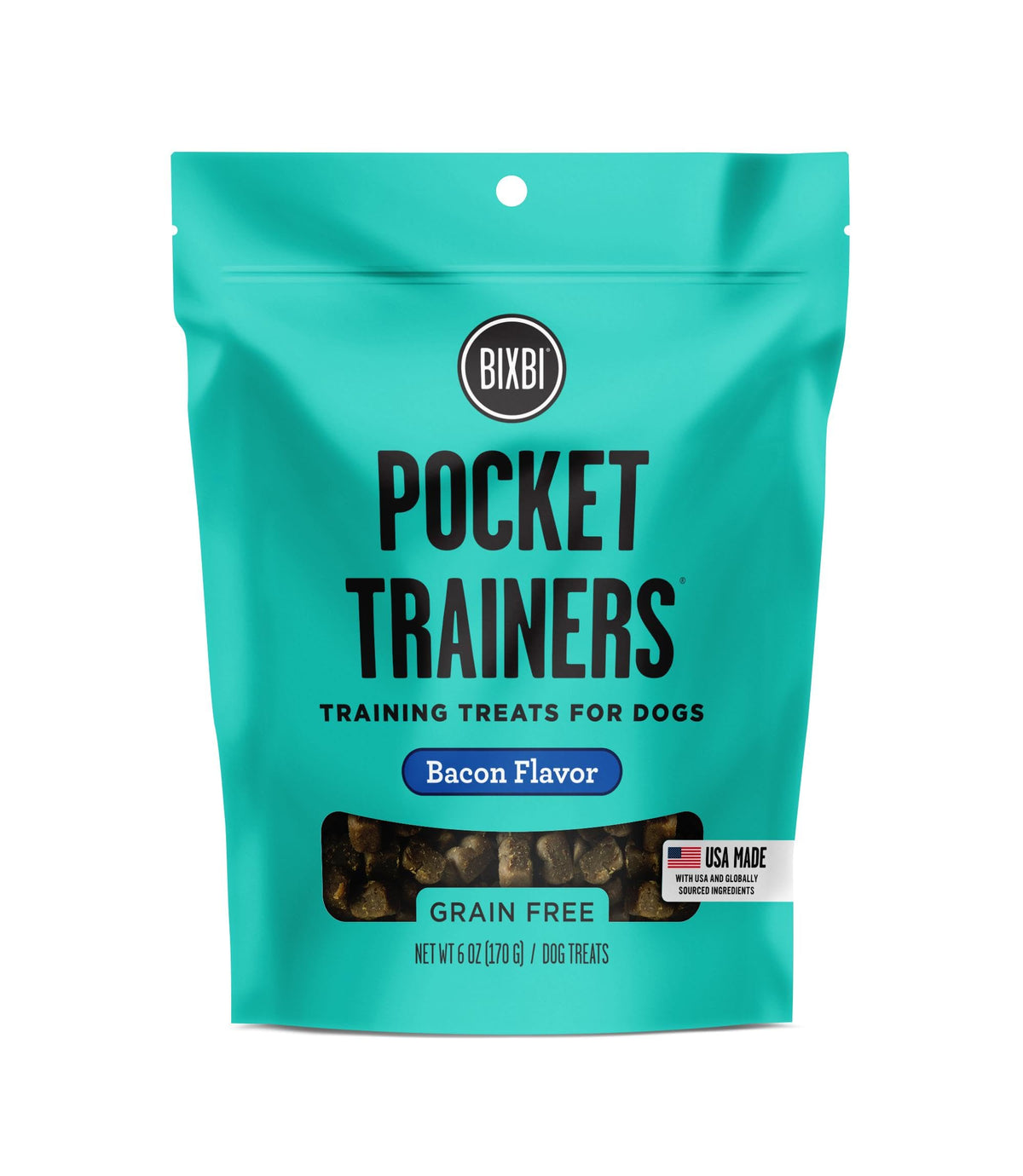 Bixbi Pocket Trainers, Bacon (6 Oz, 1 Pouch) - Small Training Treats For Dogs - Low Calorie And Grain Free Dog Treats, Flavorful Pocket Size Healthy And All Natural Dog Treats