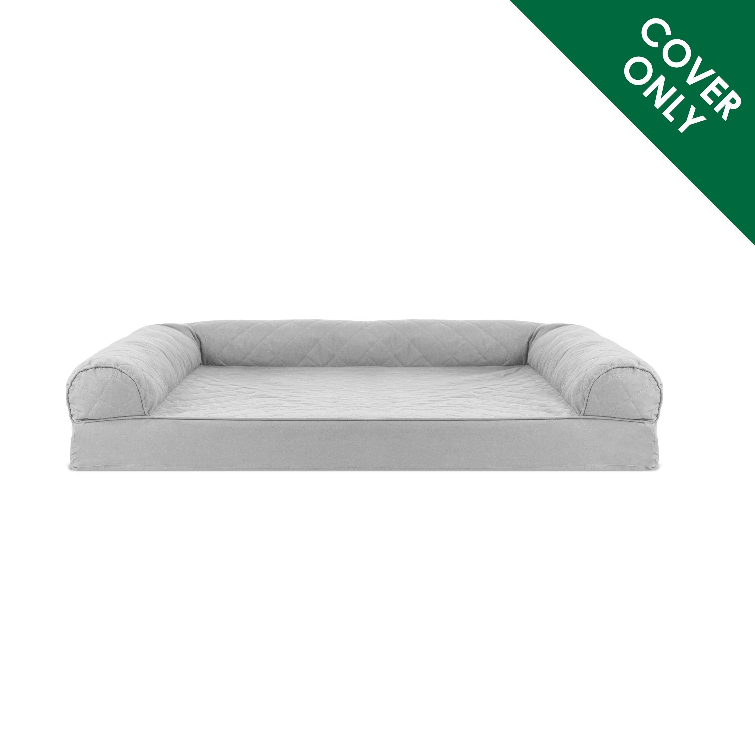 Furhaven Replacement Dog Bed Cover Quilted Sofa-Style, Machine Washable - Silver Gray, Large
