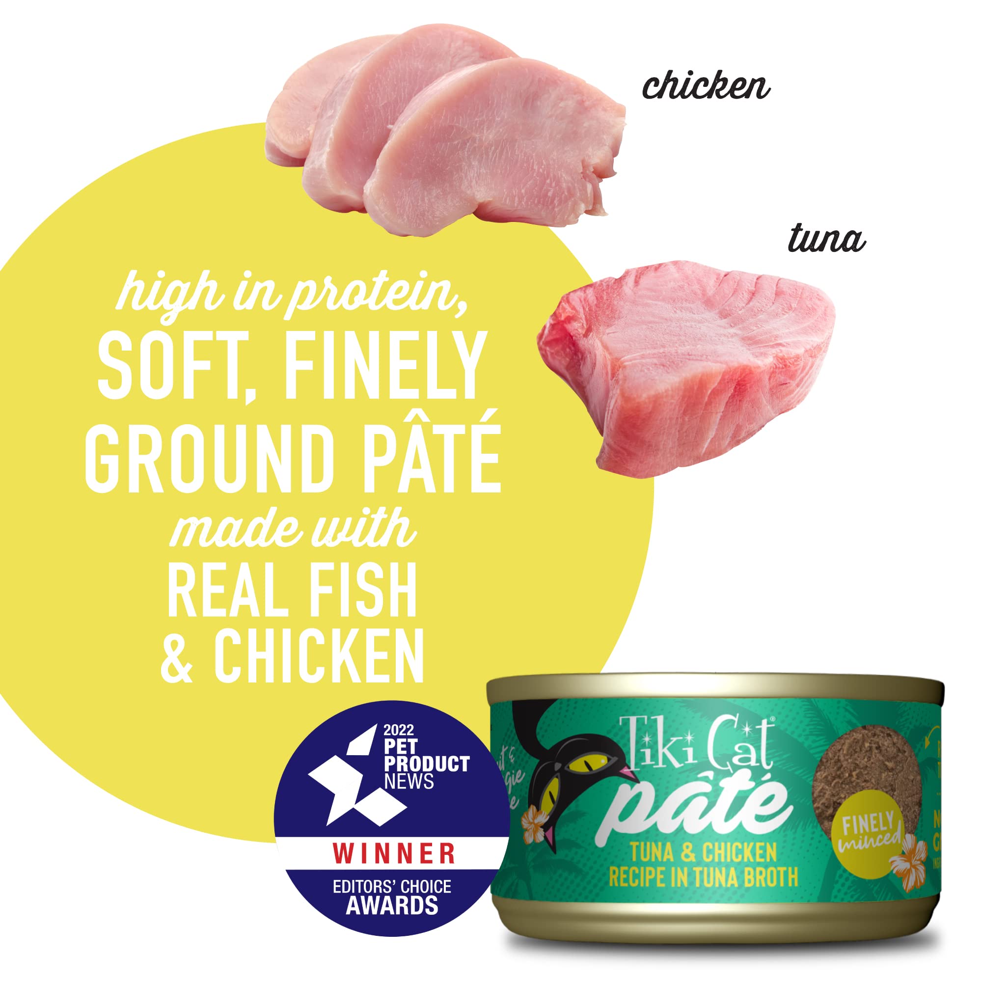Tiki Cat Luau Pt  , Ahi Tuna & Chicken Recipe in Chicken Consumme, Grain-Free Balanced Nutrition Wet Canned Cat Food, for All Li