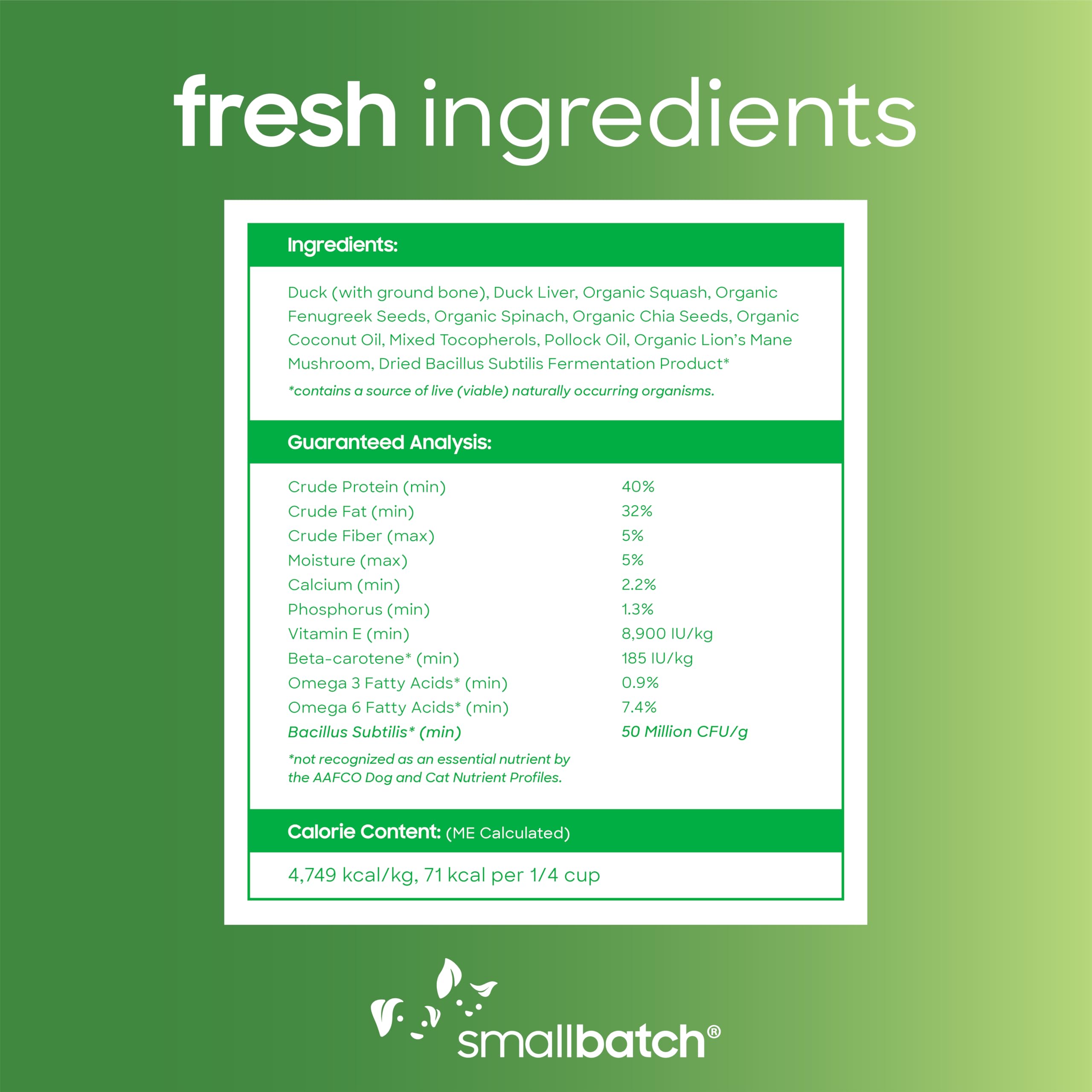 smallbatch Pets Freeze-Dried Super Booster Duck Bites for Dogs & Cats, 7 oz, Made in The USA, Organic Produce, Humanely Sourced