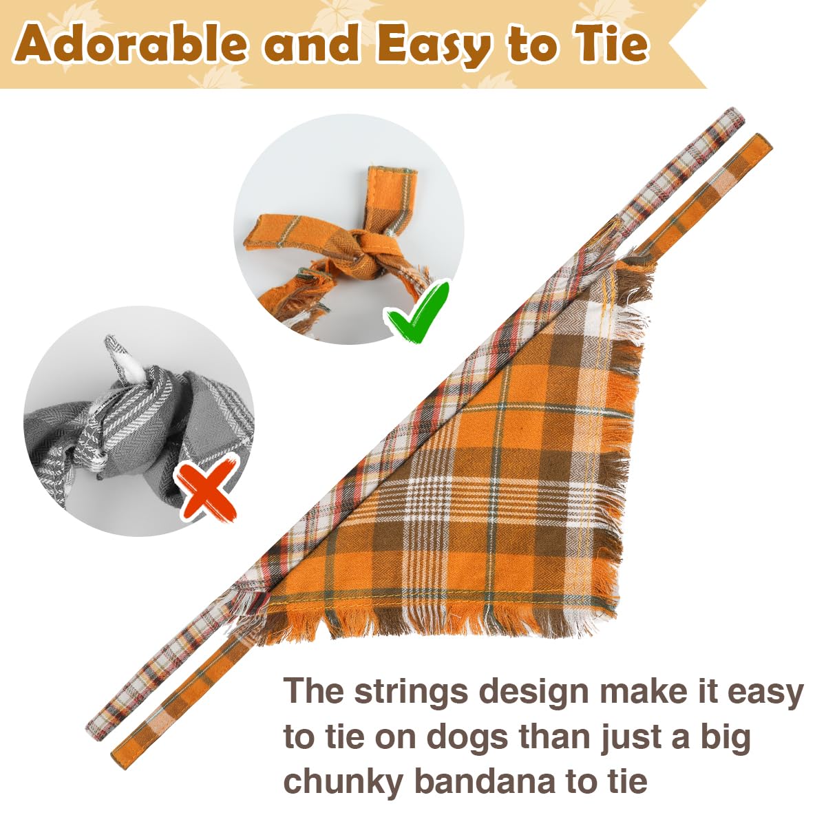 Kytely 2 Pack Fall Dog Bandanas Autumn Dog Bandana Thanksgiving Plaid Pets Scarf Triangle Bibs For Cat Small Dogs Pets