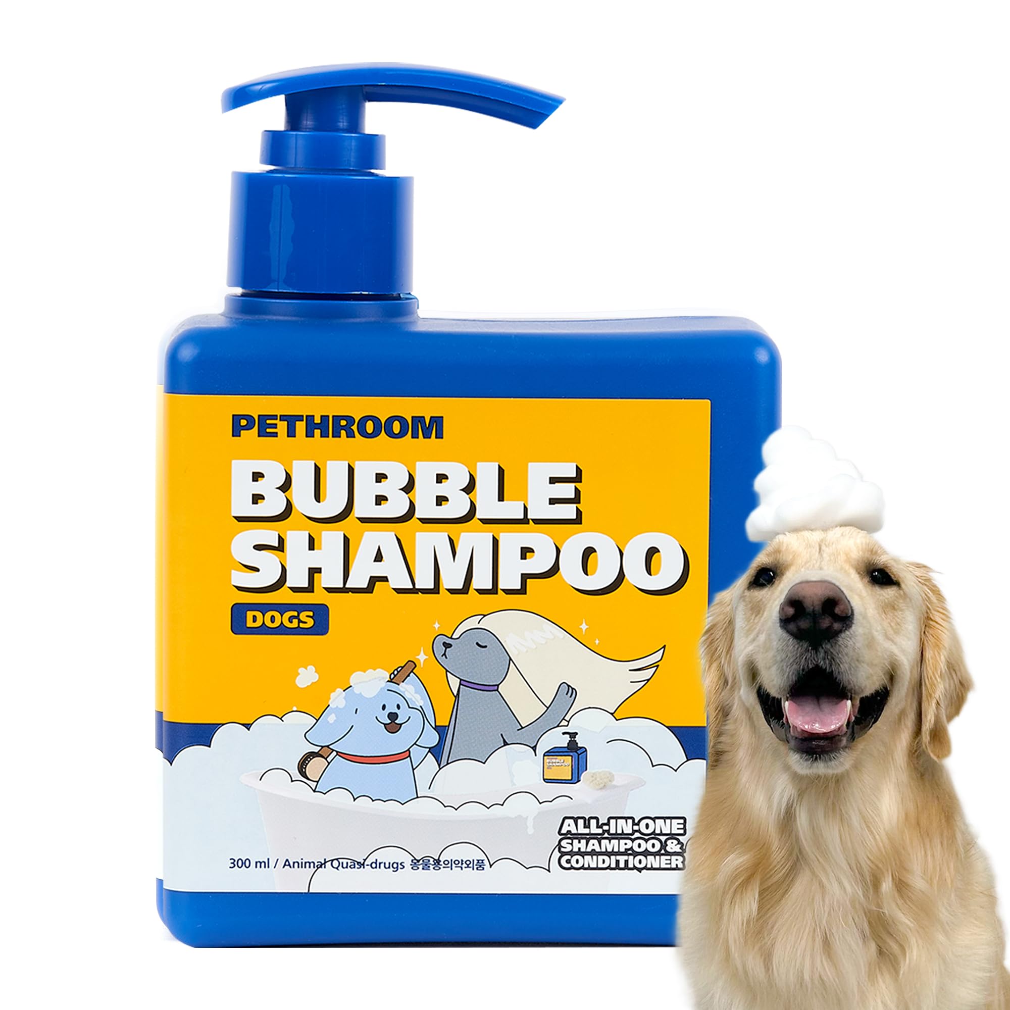 [Pethroom] Bubble Shampoo For Dogs - Gentle, Deep-Cleaning Formula With Organic Ingredients, Hypoallergenic And Tear-Free, 10.1O