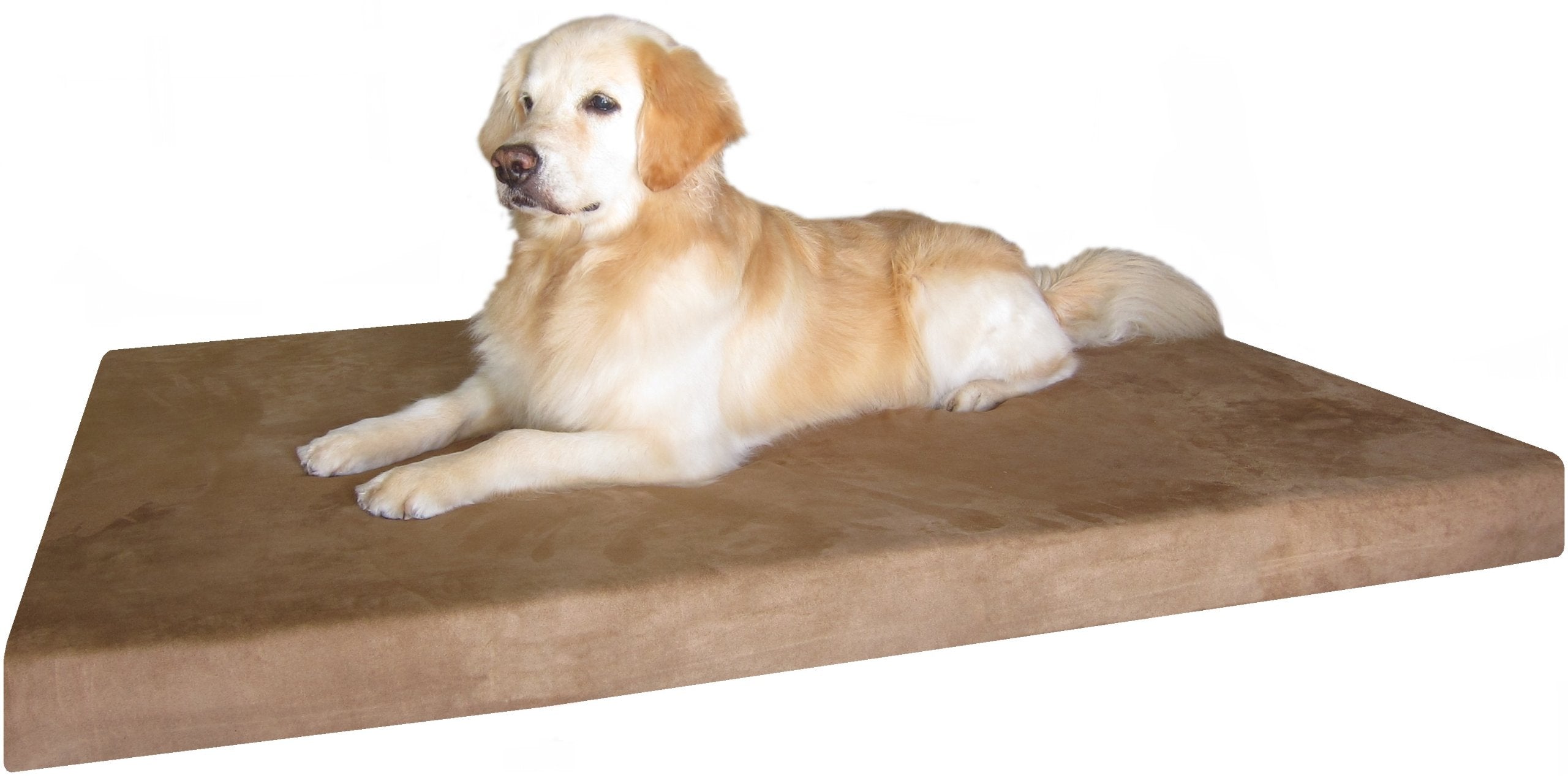 Dogbed4less Orthopedic Waterproof Durable Gel Cool Memory Foam Dog Bed for Large Dogs, Microsuede in Brown Color, Jumbo 55X47X4 