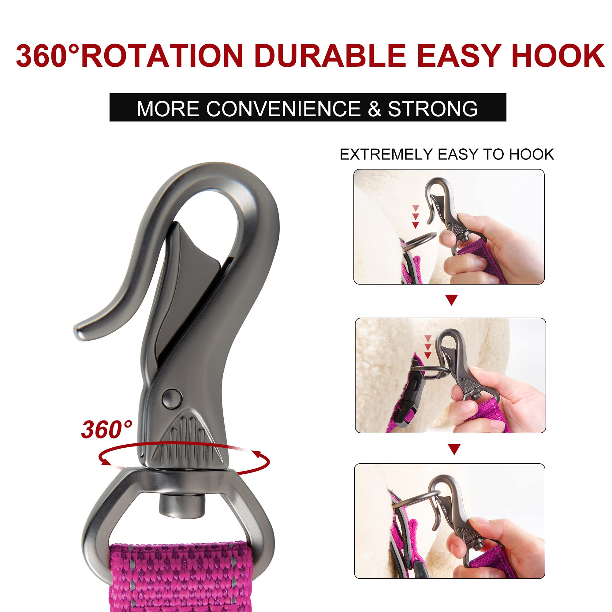 Fida 5 Ft Heavy Duty Dog Leash With 2 Comfortable Padded Handles, Traffic Handle & Advanced Easy Snap Hook, Reflective Walking Lead For Large, Medium & Small Breed Dogs, Pink