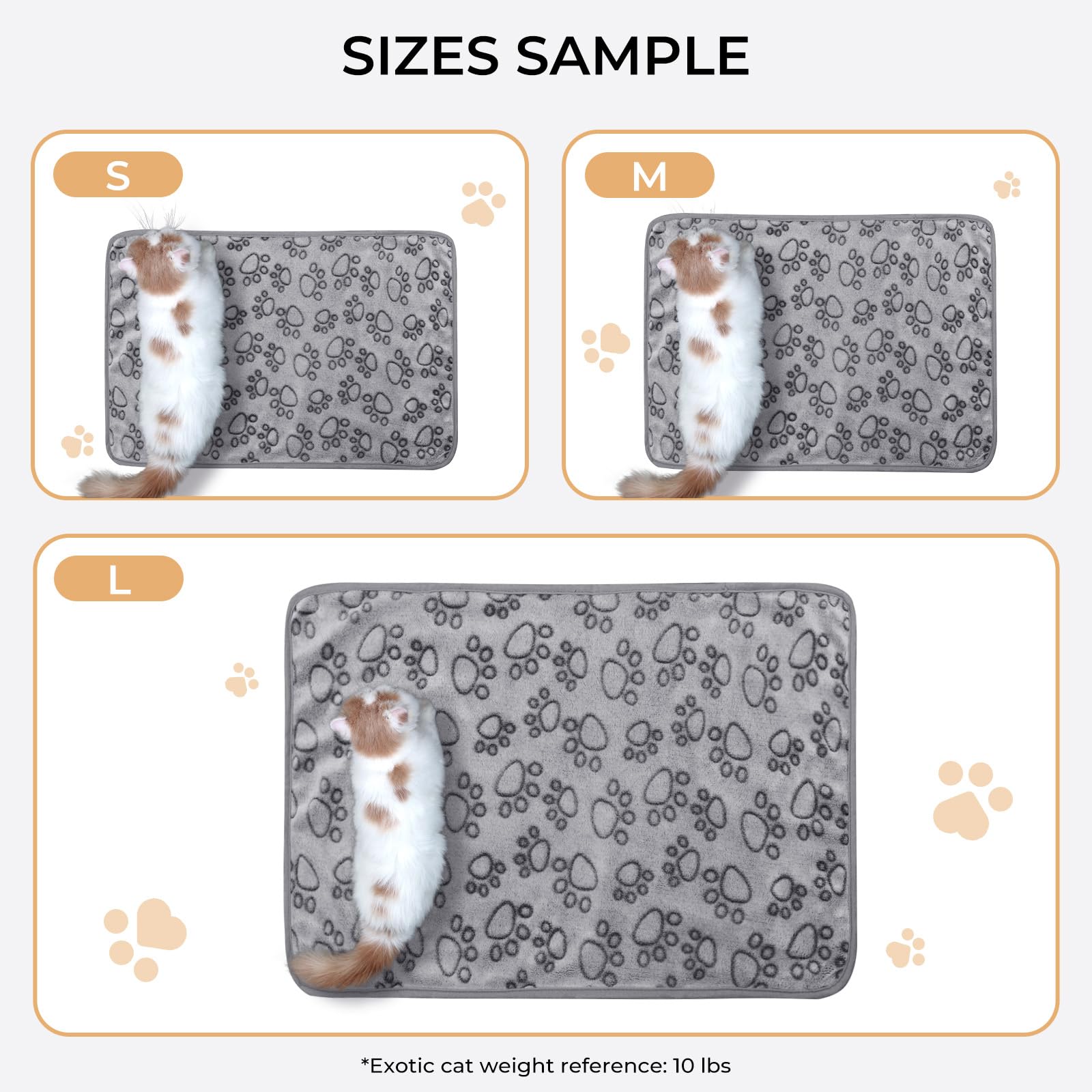 Luciphia 1 Pack 6 Dog Blankets Cat Soft Fluffy Fleece Pet Blanket Warm Cute Print Design Puppy Kitten Doggy Paw Grey Medium(30''