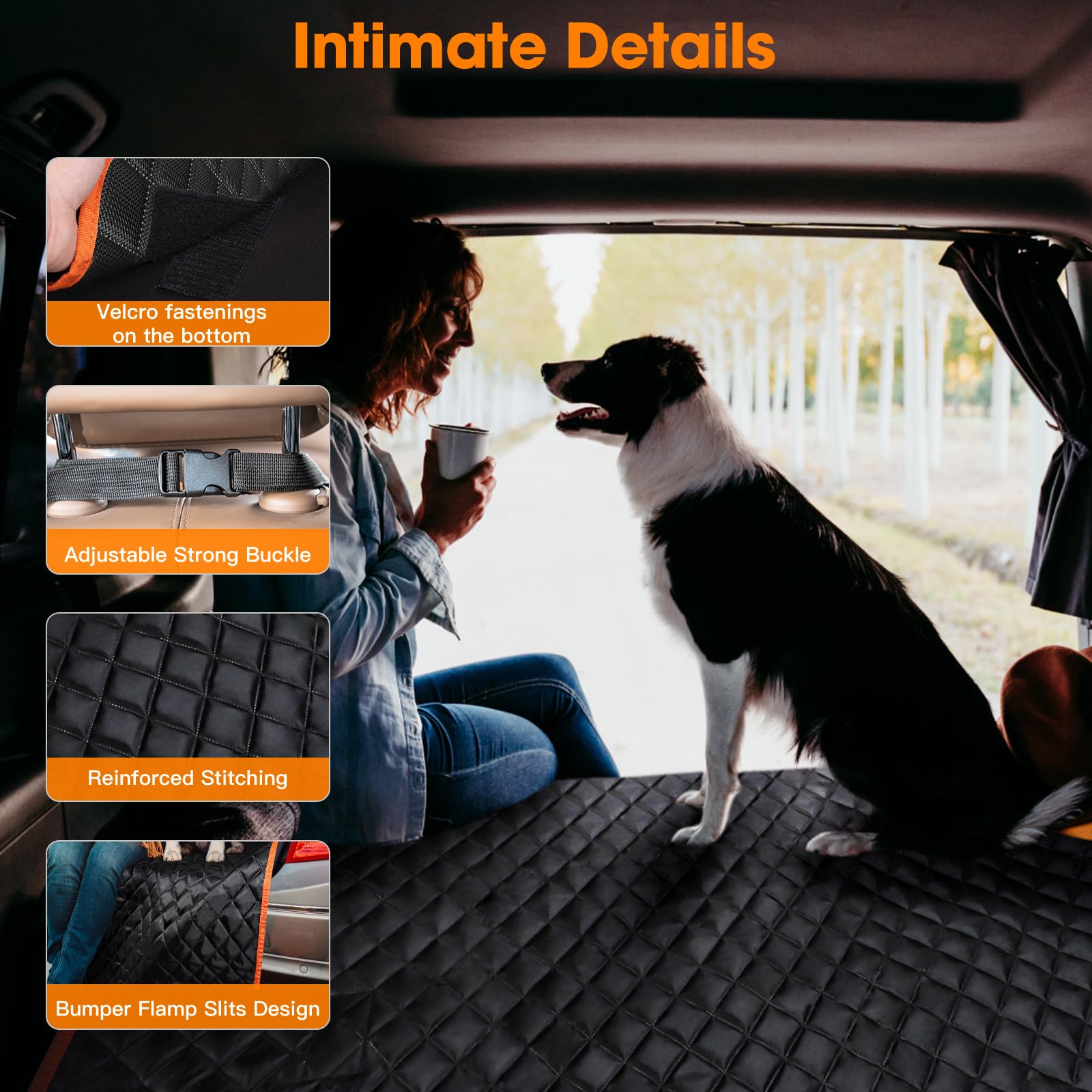 MIXJOY Waterproof SUV Cargo Liner for Dogs, Pet Cover Mat With Bumper Flap Protector, Nonslip Seat Cover for Trunk Sedans Vans,