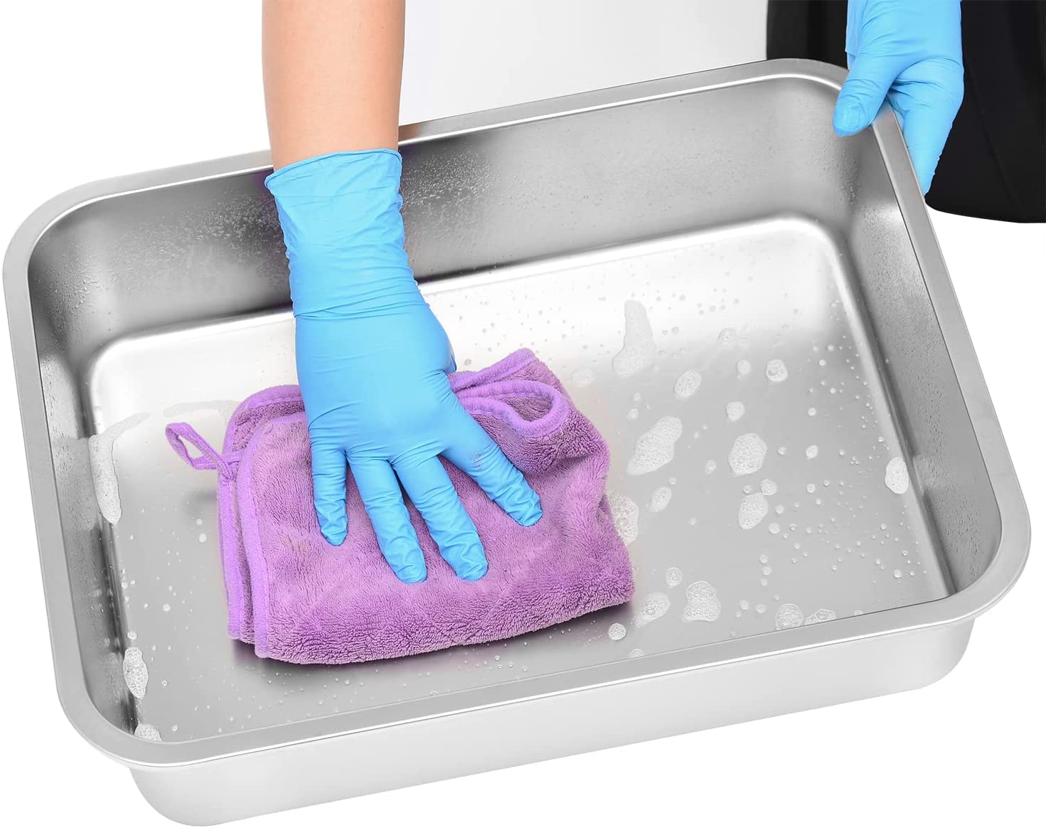 Kichwit Stainless Steel Cat Litter Box, Kitten Litter Tray, Metal Cat Litter Pan, Non Stick Smooth Surface, Easy To Clean (17.5' L X 13.5' W X 4' H)