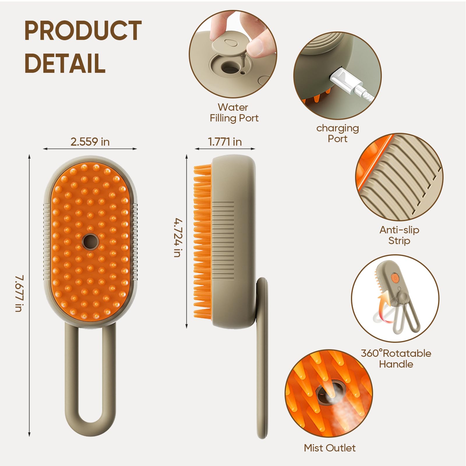 4-In-1 Cat Steam Brush With Vibrating Massage - Anti-Static Shedding & Cleaning Comb For Cats And Dogs, Steam Pet Brush For Hair