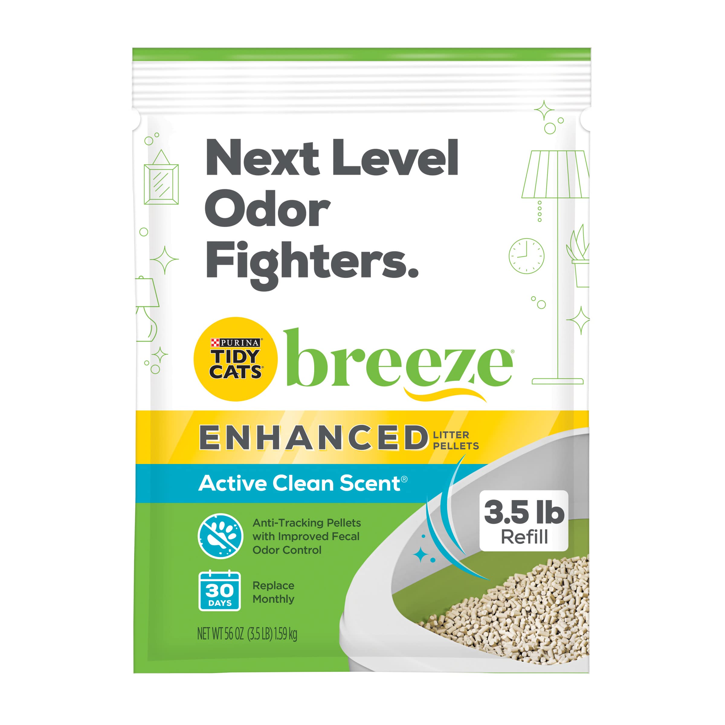 Purina Tidy Cats Scented Litter Pellets, Breeze Enhanced Refill Litter Pellets In Recyclable Box - (6) 3.5 Lb. Bags