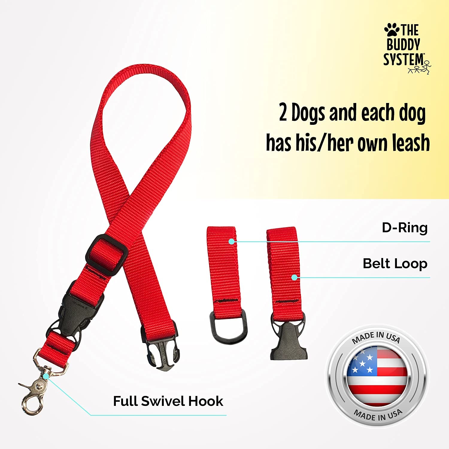 The Buddy System Accessories For Our Dog Leashes Made In Usa (Extra Buddy, Regular Dog Red)
