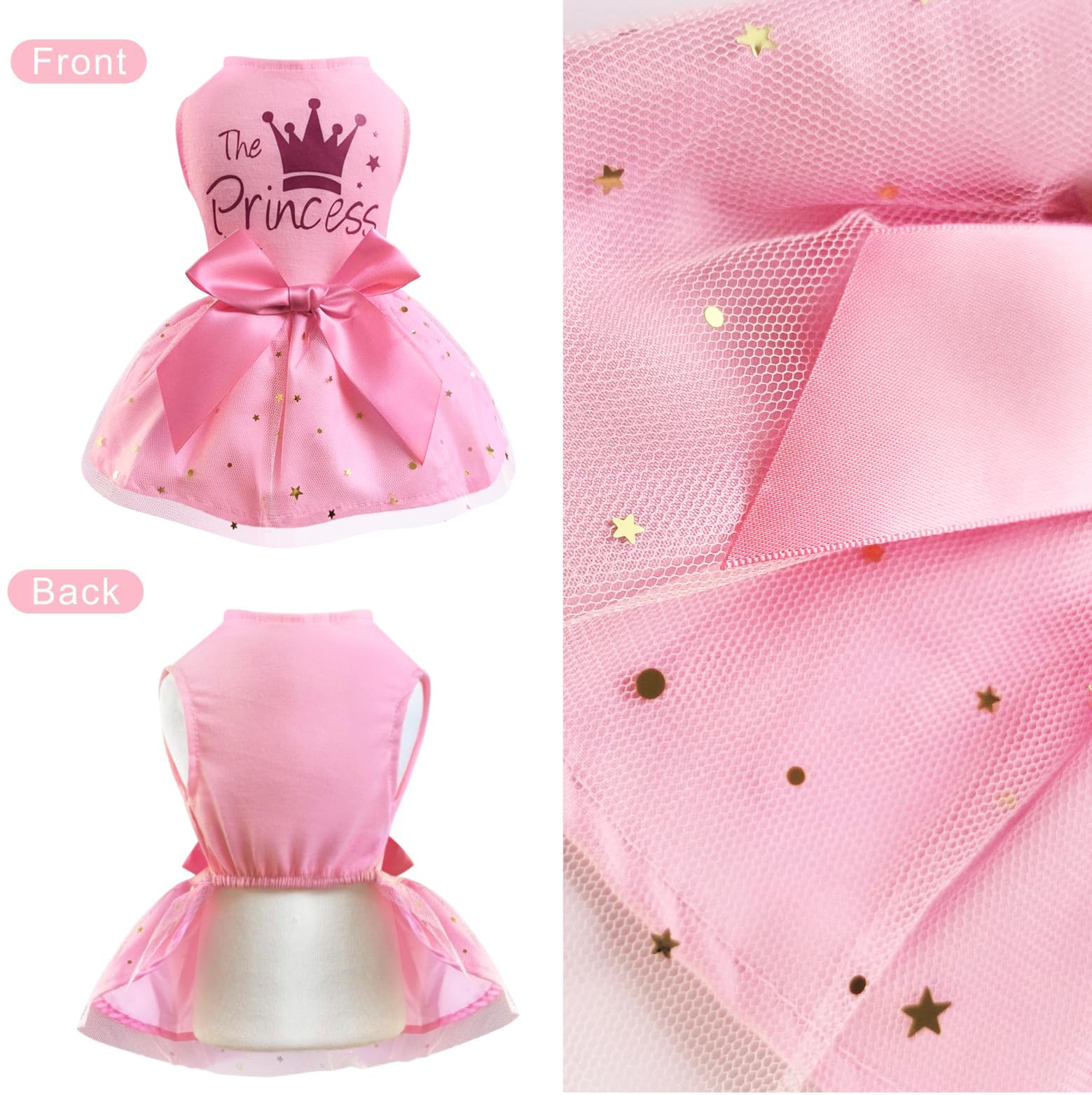 Idepet Princess Dog Dress Tulle Puppy Skirt Pet Apparel Dog Tutu With Bowknot,Birthday Dresses Daisy Sleeveless Holiday Clothes