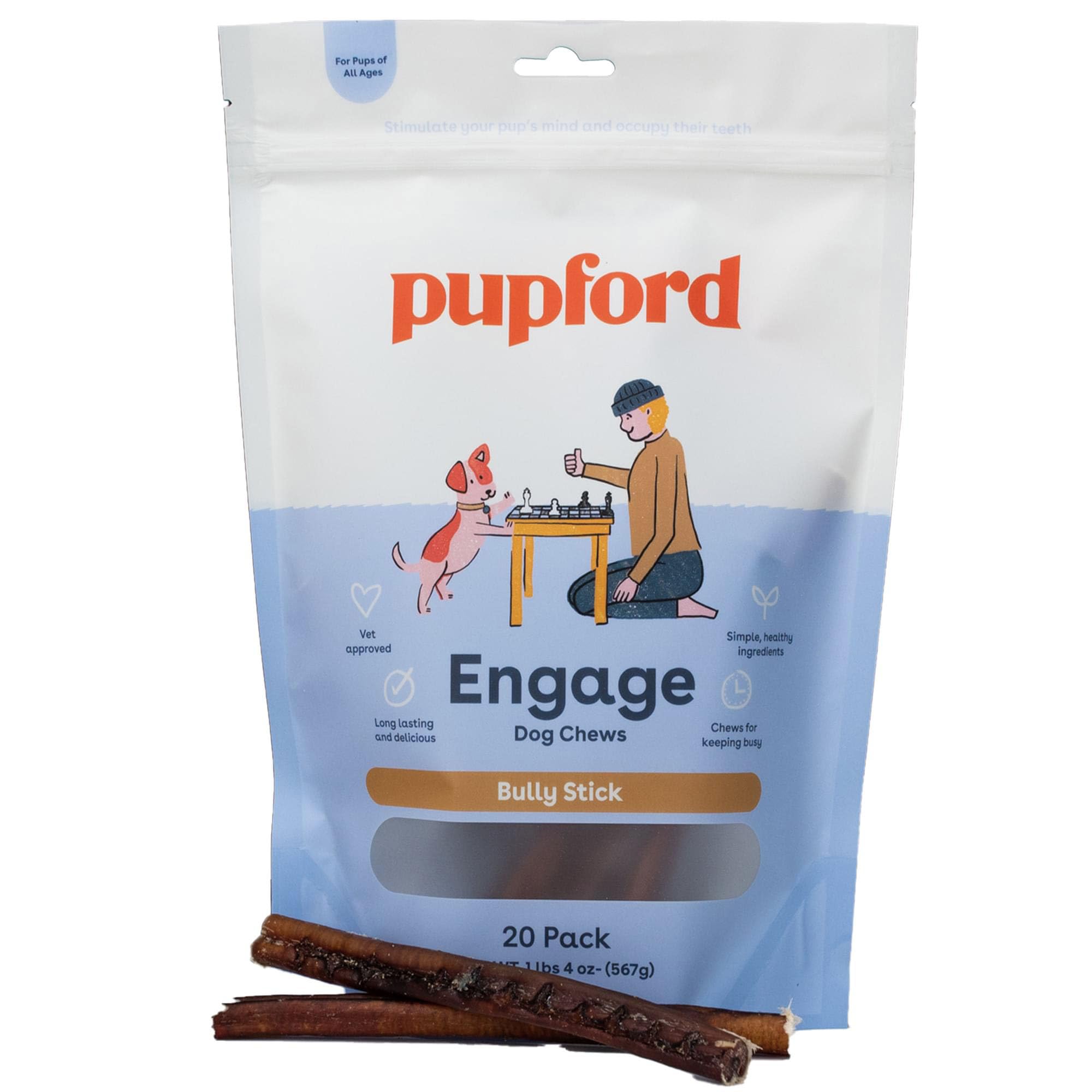 Pupford Thick Bully Sticks for Dogs & Puppies, Smoked for Improved Smell, Natural, LongLasting, Single Ingredient Chews for Sma