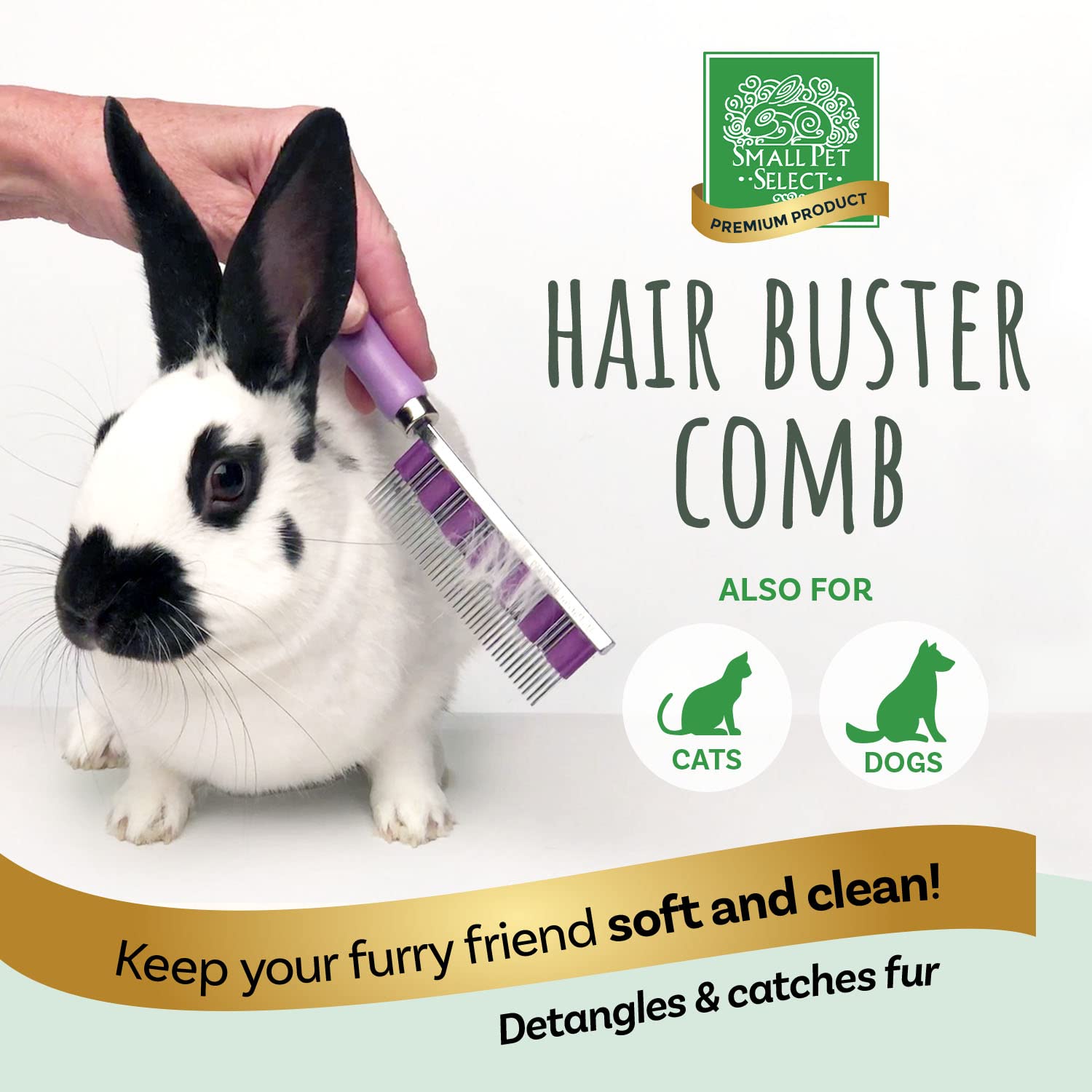 Small Pet Select - Hair Buster Comb For Rabbits, Cats And Dogs, Metal Pet Comb For Shedding And Detangling, Grooming Tool For Small Pets With Long And Short Fur