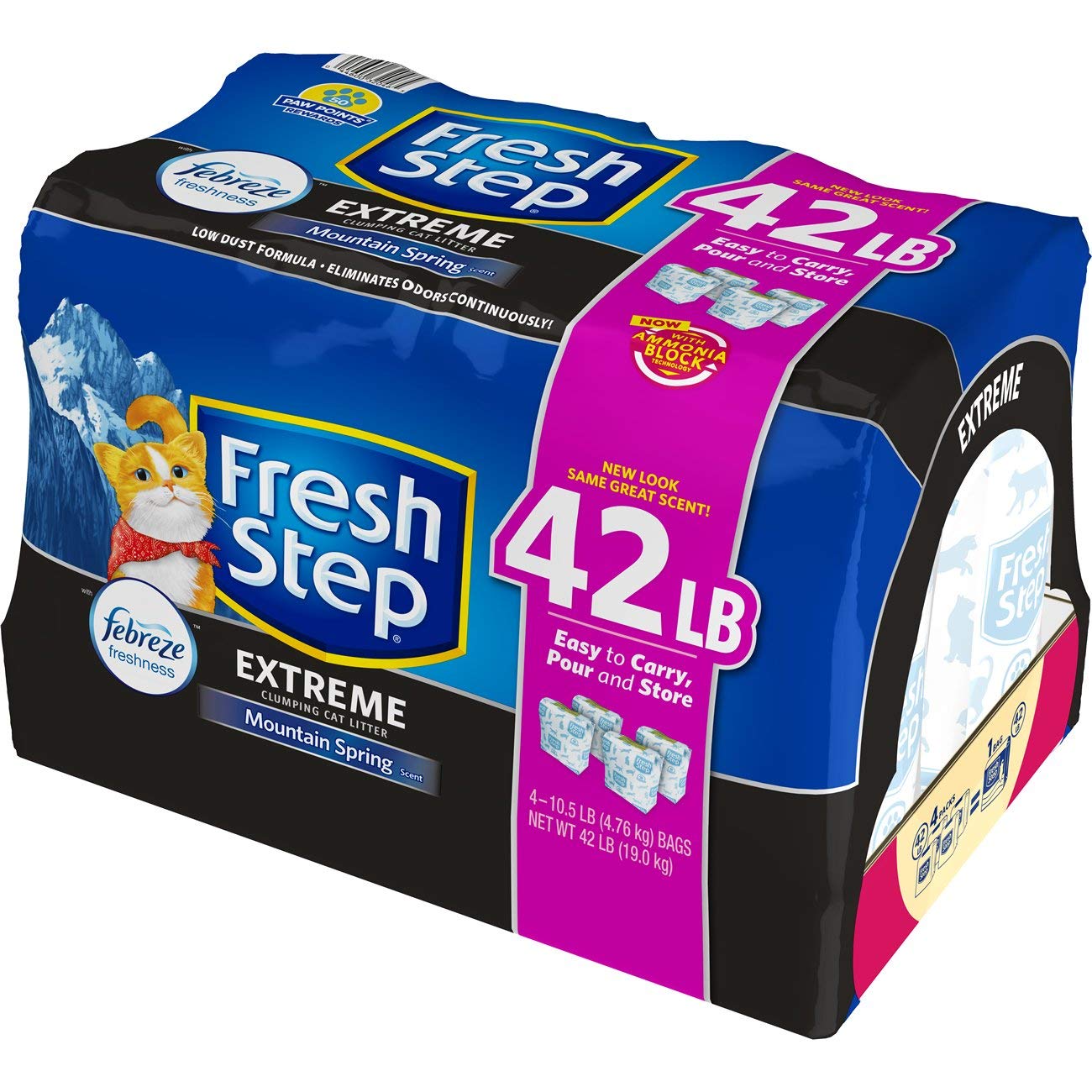 Fresh Step Extreme Mountain Spring Scented Clumping Cat Litter With Febreze Freshness, 42 Lbs.