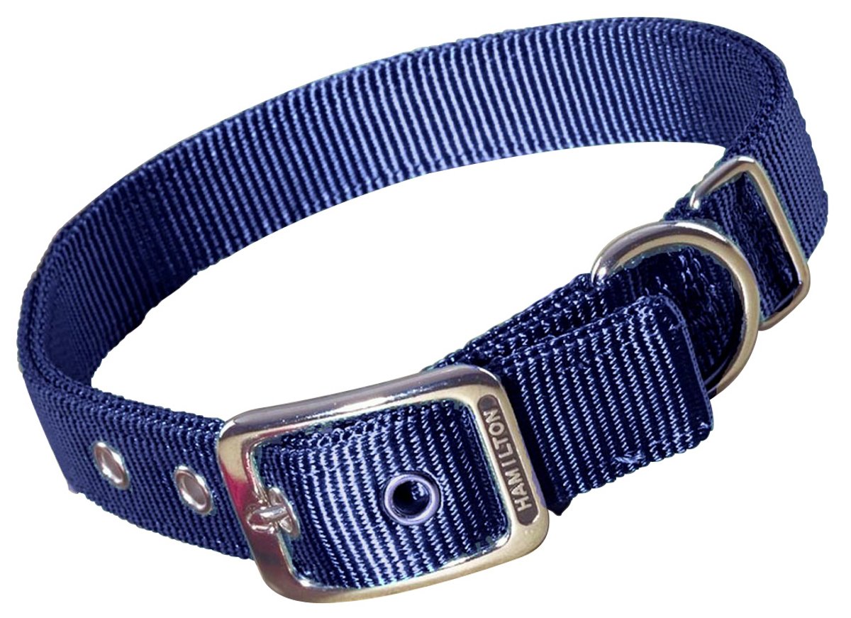 Hamilton Thick Nylon Deluxe Dog Collar, 1-Inch by 24-Inch Double, Navy Blue