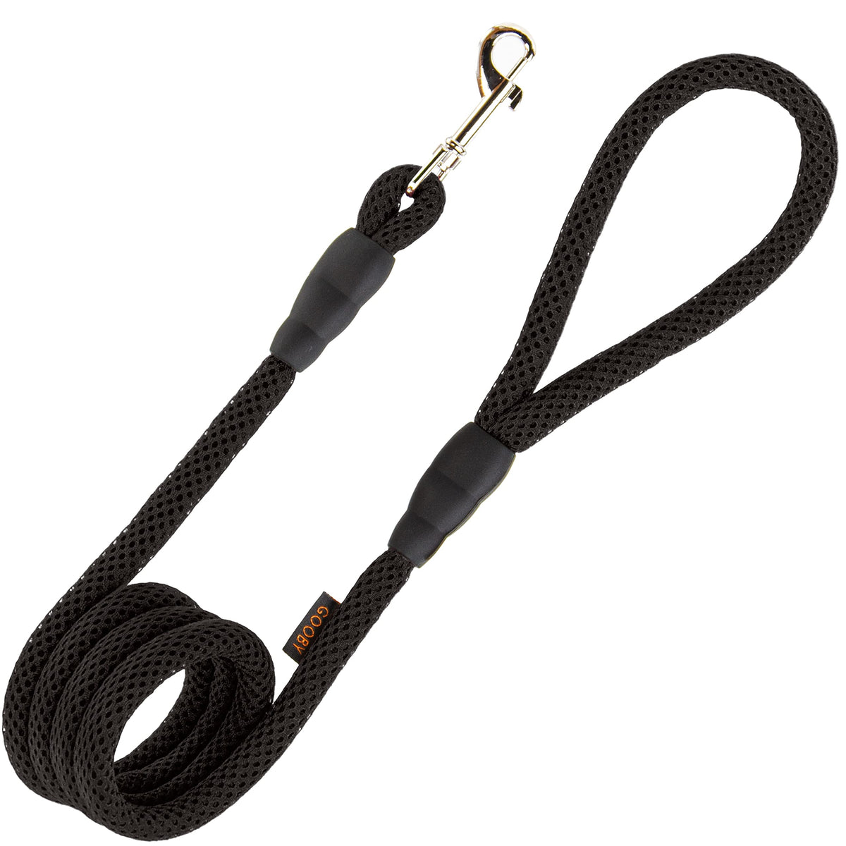 Gooby Mesh Leash - Black, 4 Ft - Breathable Mesh 4 Foot Leash For Small Dogs With Bolt Snap Clasp - On The Go Dog Leashes For Small, Medium, And Large Dogs