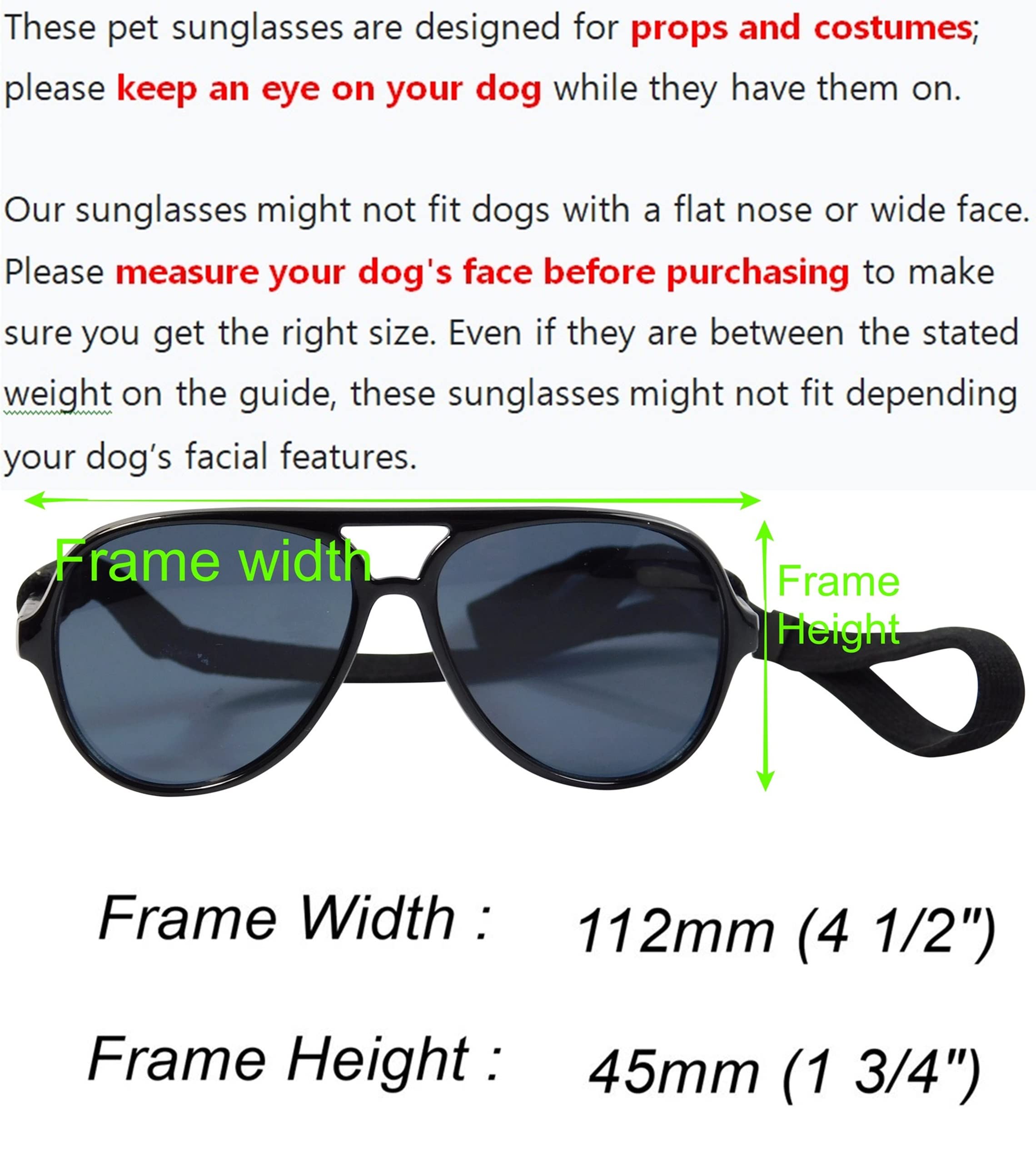 G010 Dog Pet Costume Prop Aviator Sunglasses Medium Breeds 20-40 Lbs (2-Pack Black+Black-Emerald Green Mirror)