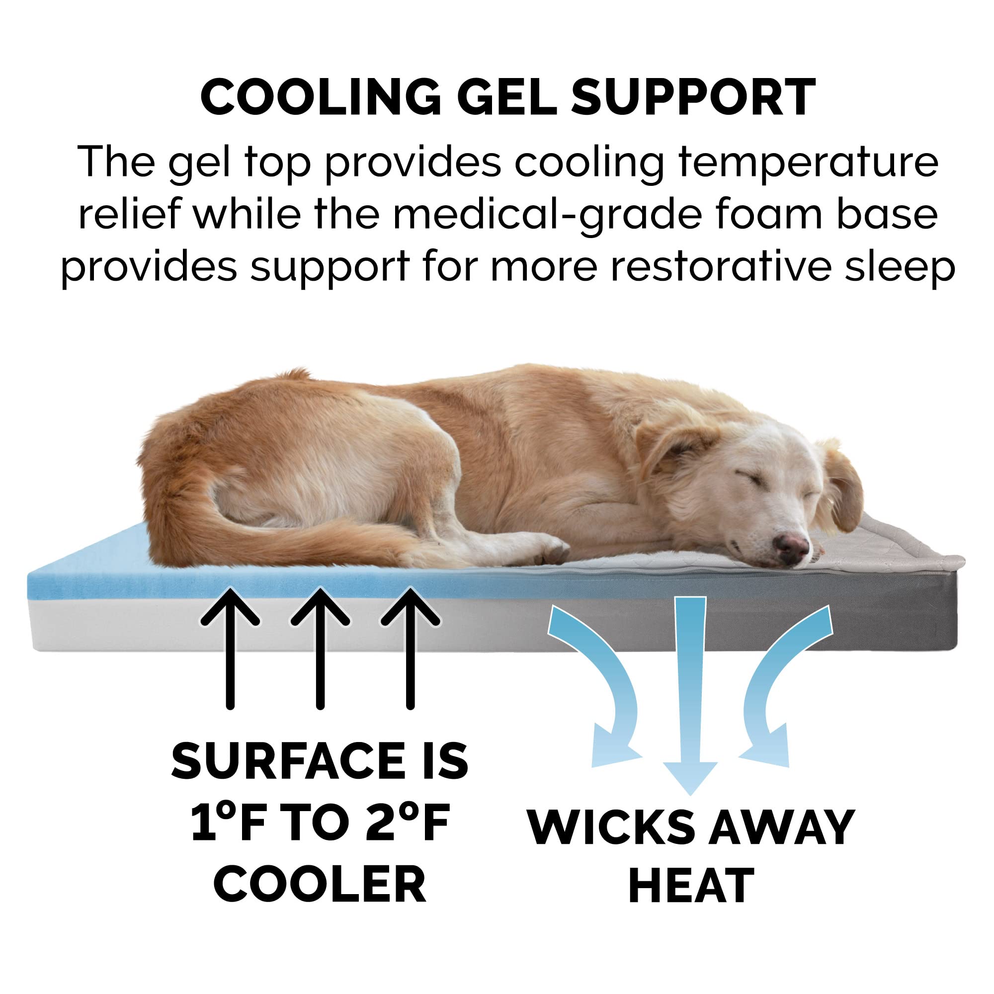 Furhaven Water-Resistant Cooling Gel Dog Bed for Large Dogs w/ Removable Quilt Top & Washable Cover, For Dogs Up to 125 lbs - In