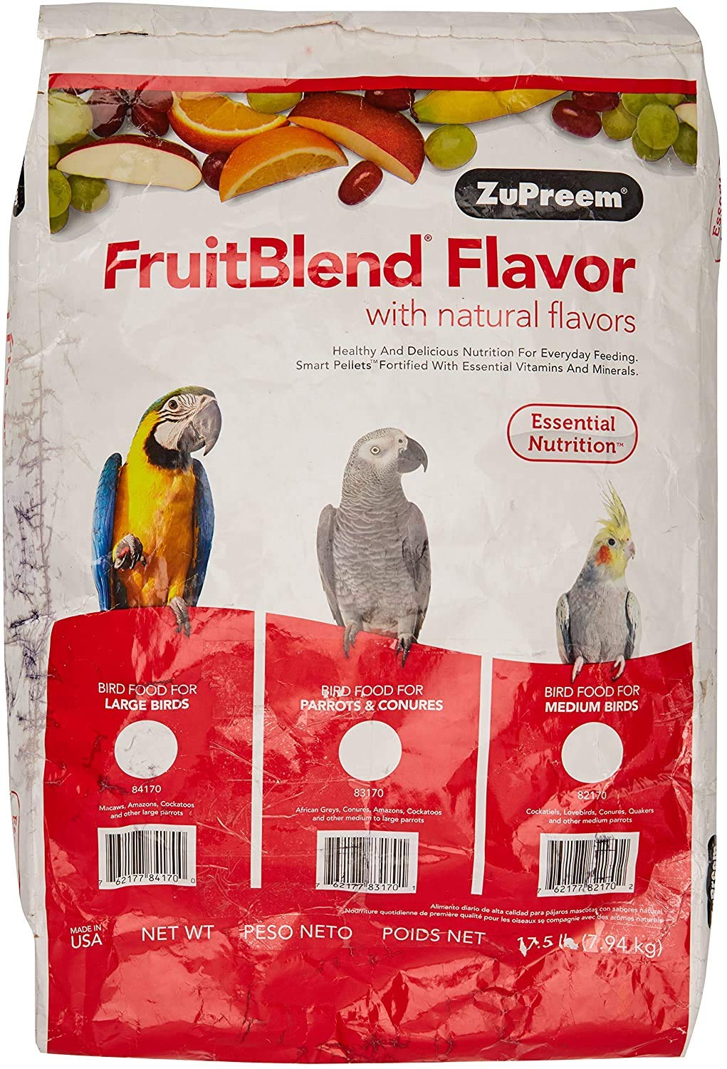 Zupreem Fruitblend Flavor Pellets Bird Food For Large Birds, 17.5 Lb - Daily Blend Made In Usa For Amazons, Macaws, Cockatoos