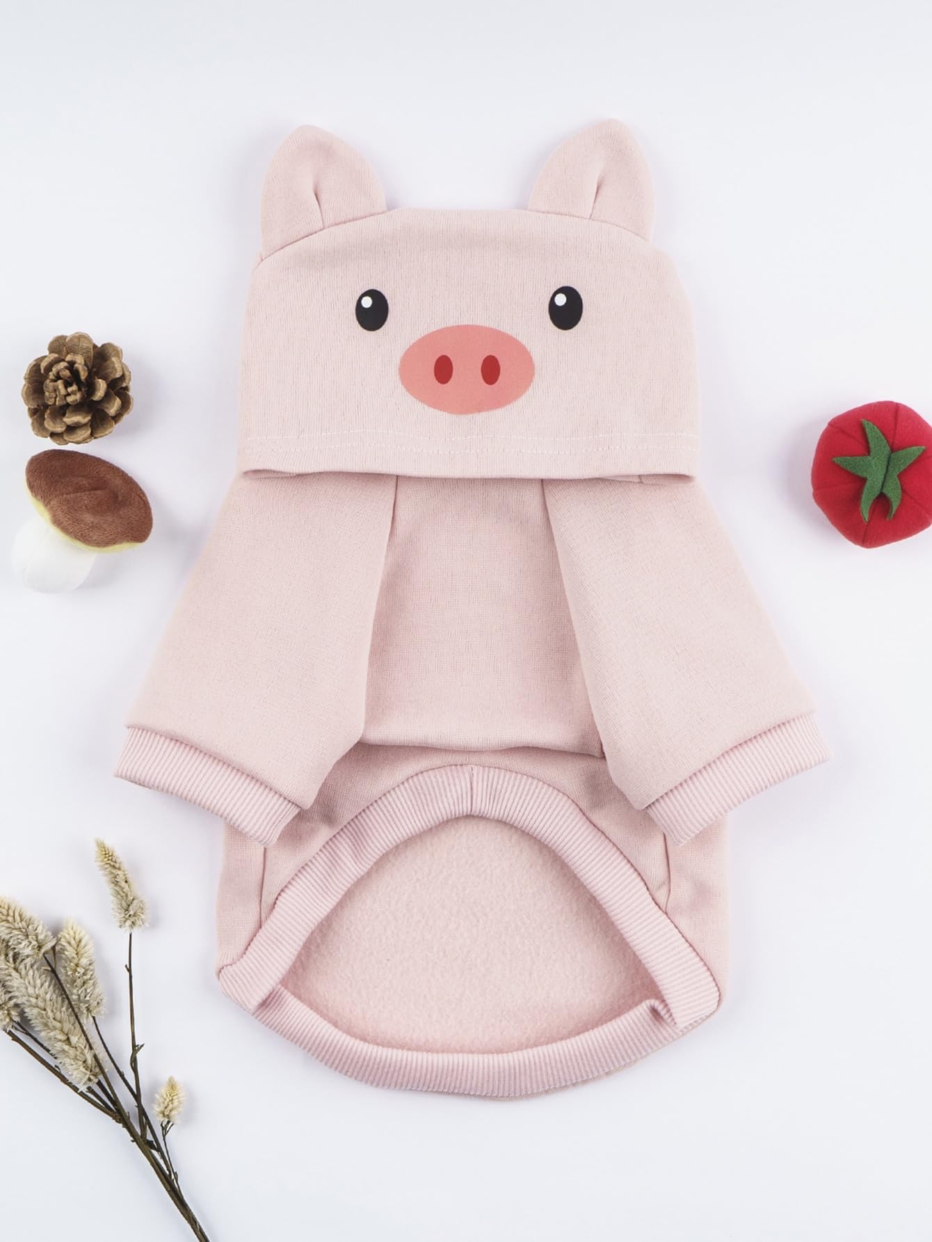 Qwinee Pig Dog Hoodie Dog Warm Jacket Coat Puppy Sweatshirt Christmas Halloween Dog Costume Cosplay Winter Dog Clothes Pet Apparel For Small Medium Dogs Cats Kitten Light Pink M