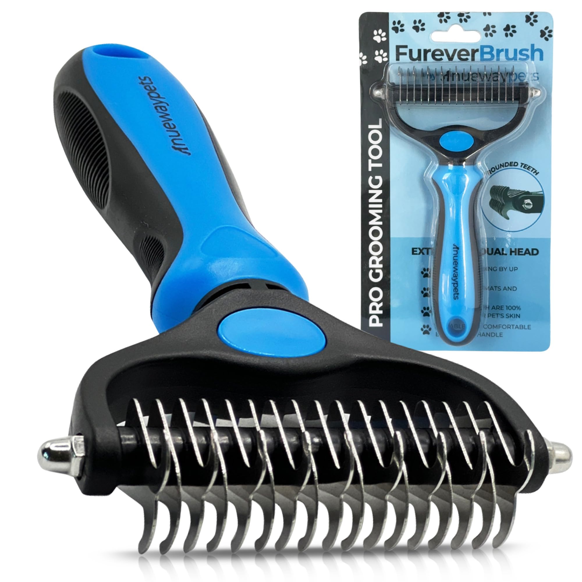 Reduce Shedding with The Original FureverBrush by NuewayPets - Pro Undercoat Grooming Tool For Dogs | Deshedding and Dematting T