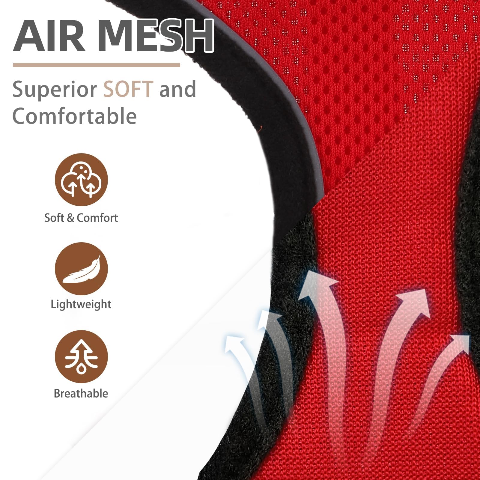 Pupteck Soft Mesh Dog Harness And Leash Set Pet Puppy Cat Comfort Padded Vest No Pull Harnesses, Solid Red, M