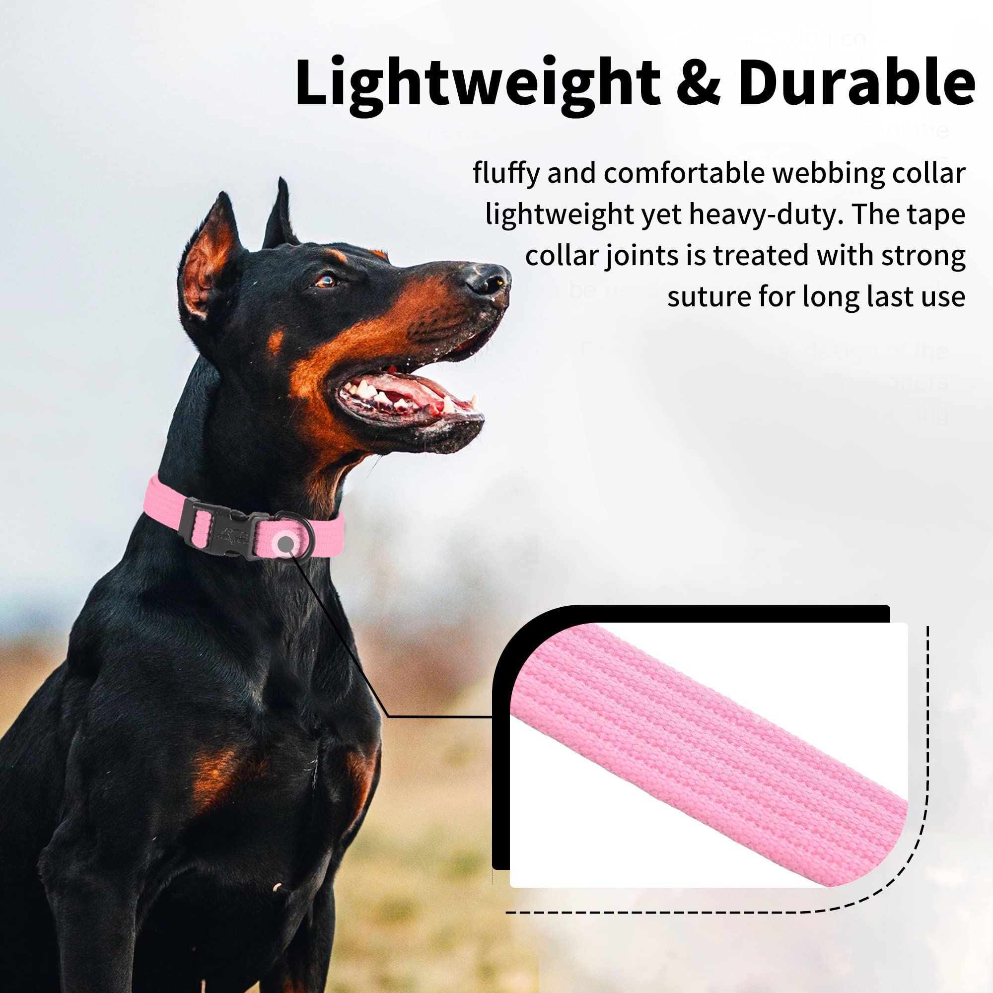 Lynxking Dog Collar Soft Padded Breathable Cotton Solid Color Strong Adjustable Pet Collar For Little Puppy Xs