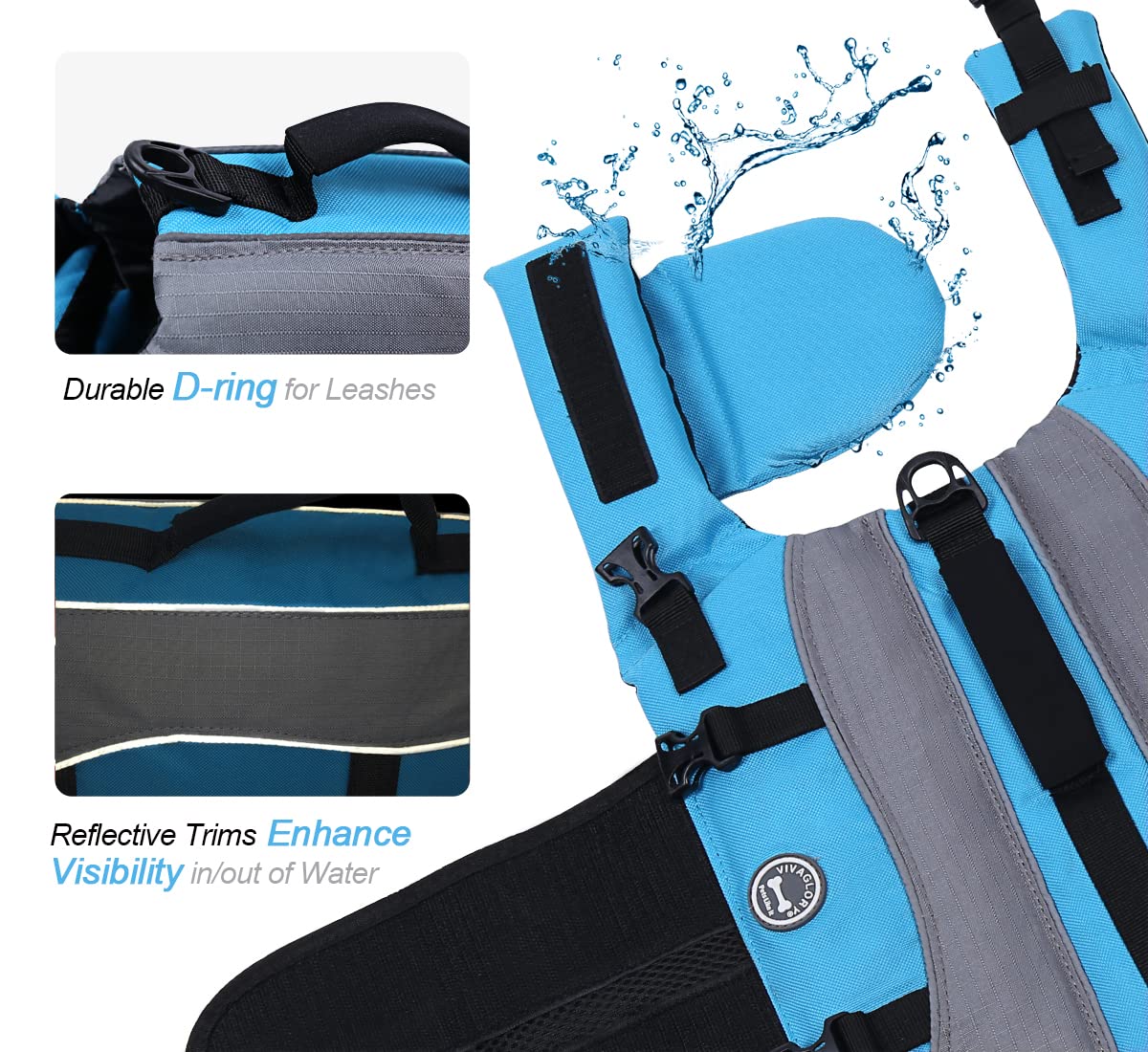 Vivaglory Dog Life Jacket With Removable Front Float, Life Vest For Dogs With Reflective Trims & Extra Padding For Swimming & Bo