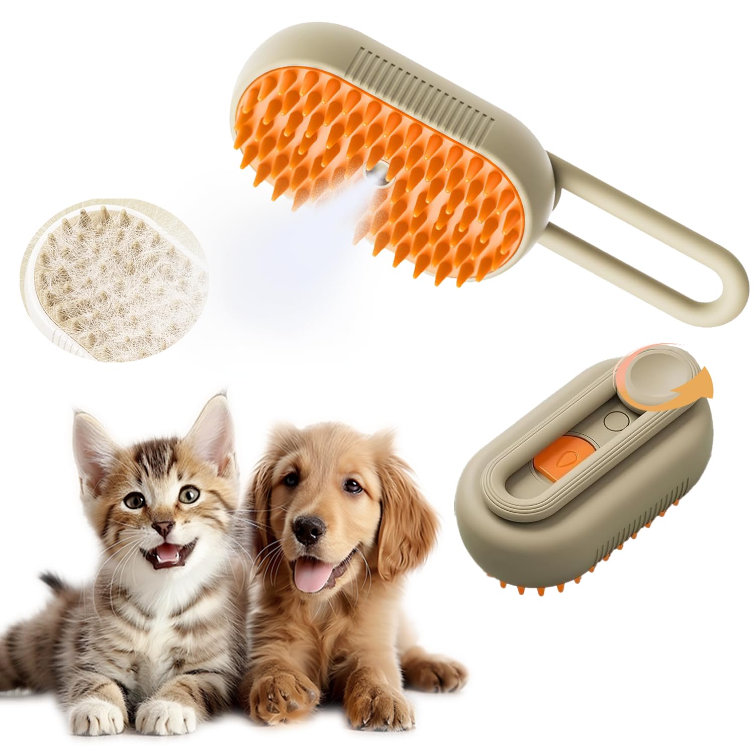 Cat Steam Brush, 3 In 1 Pet Spray Hair Removal Comb, Cats And Dogs Brush For Shedding, Rechargeable Silicone Pet Steam Brushes, 
