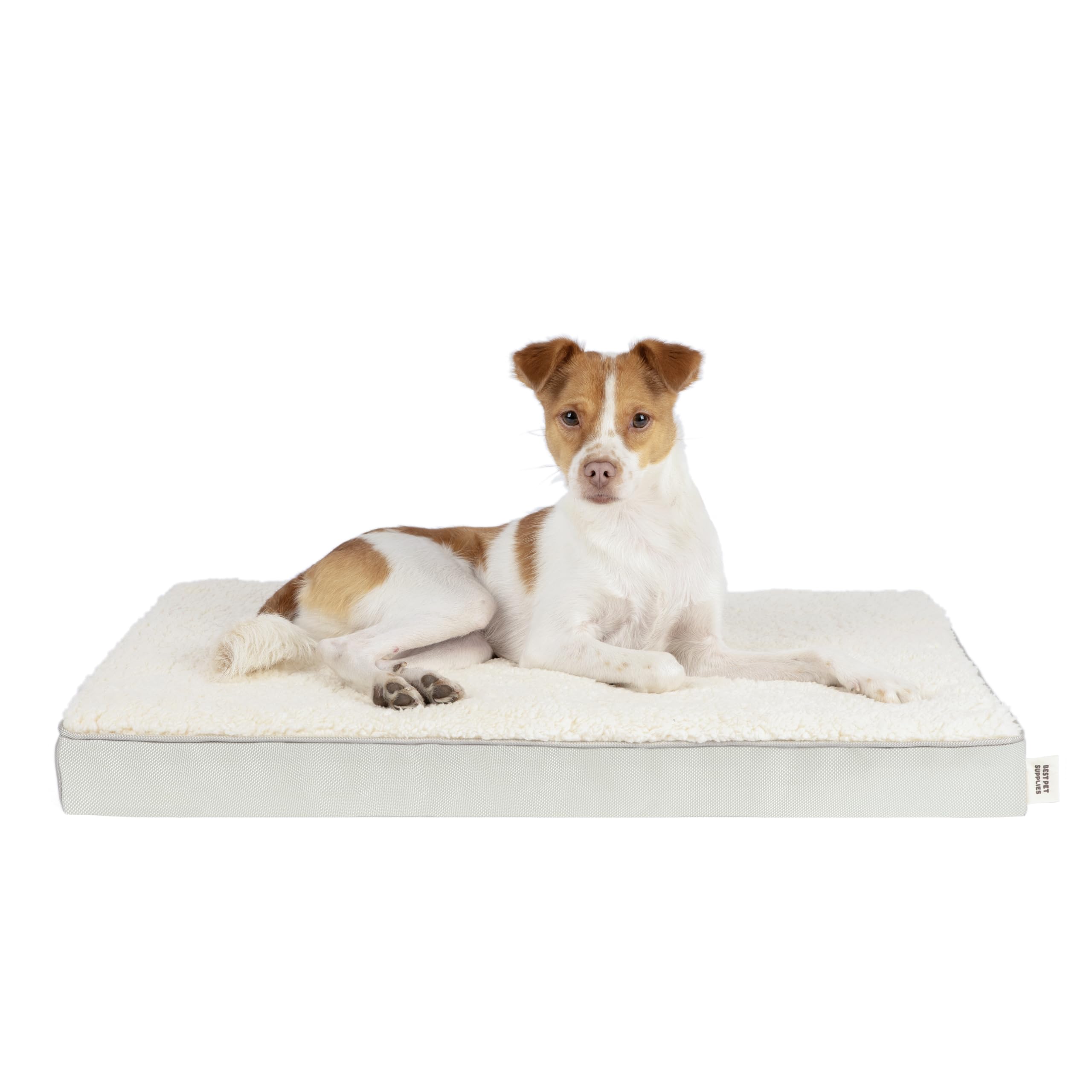 Best Pet Supplies Soft Plush Cute Indoor Dog Bed for Small, Medium, and Large Breeds - Beige, 41x29x4
