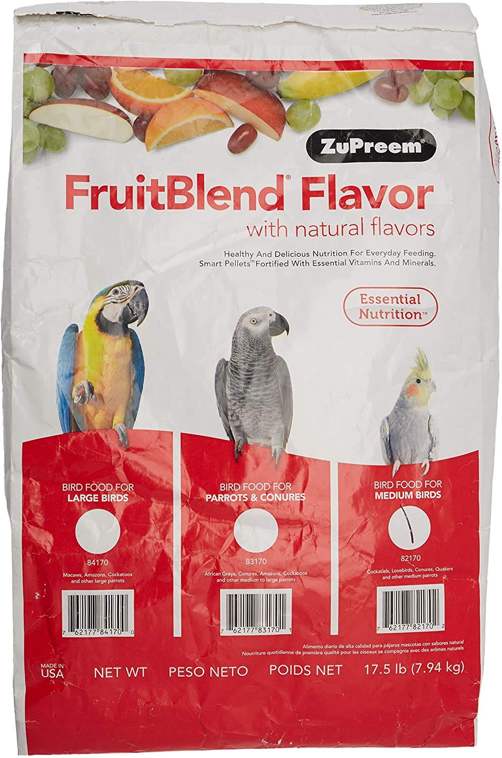 ZuPreem FruitBlend Flavor Pellets Bird Food for Medium Birds, 17.5 lb - Daily Blend Made in USA for Cockatiels, Quakers, Lovebir