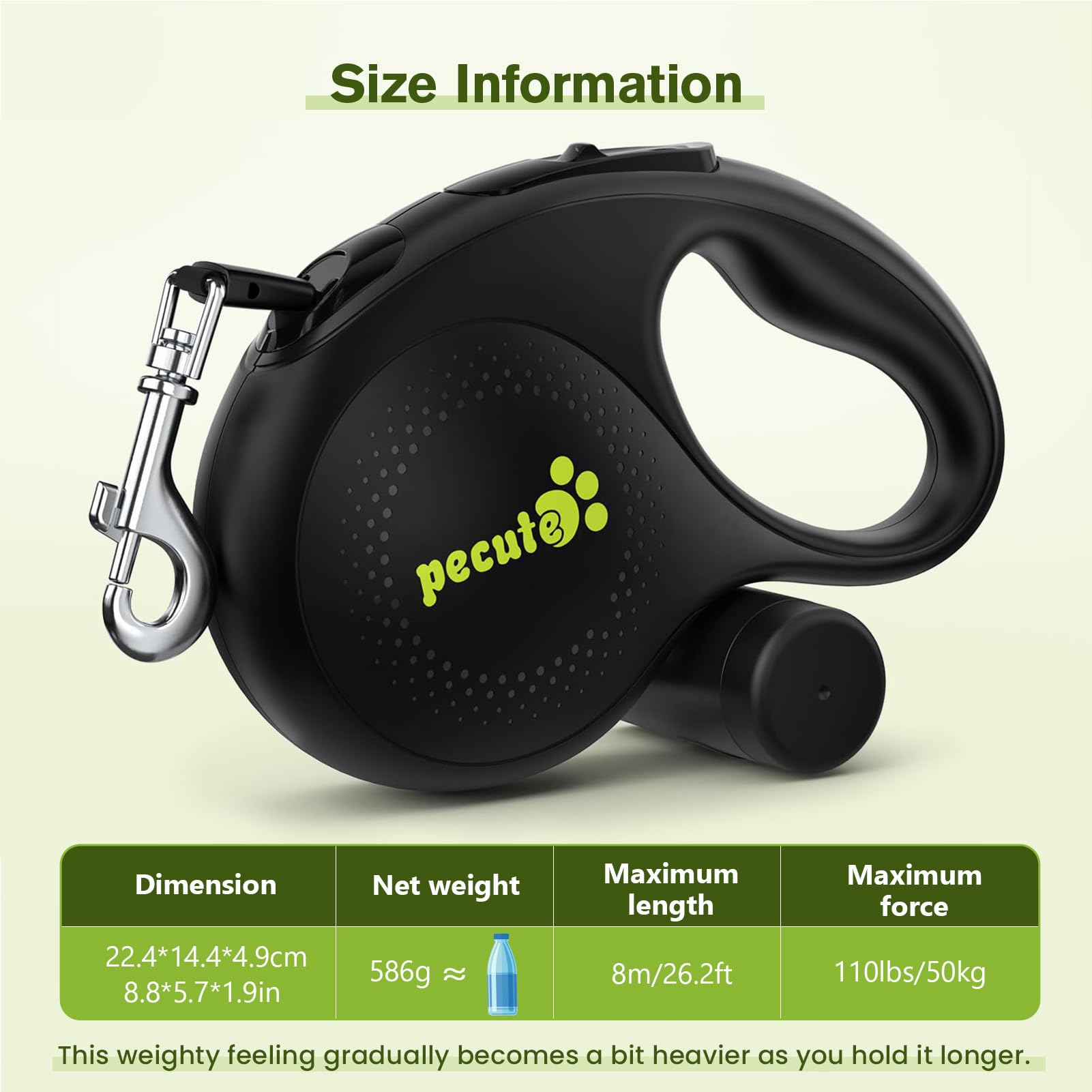 Pecute 26 ft Retractable Dog Leash, Heavy Duty Dog Leash with Anti-Slip Handle, 360 Tangle-Free, Nylonup Leash, One-Button Contr