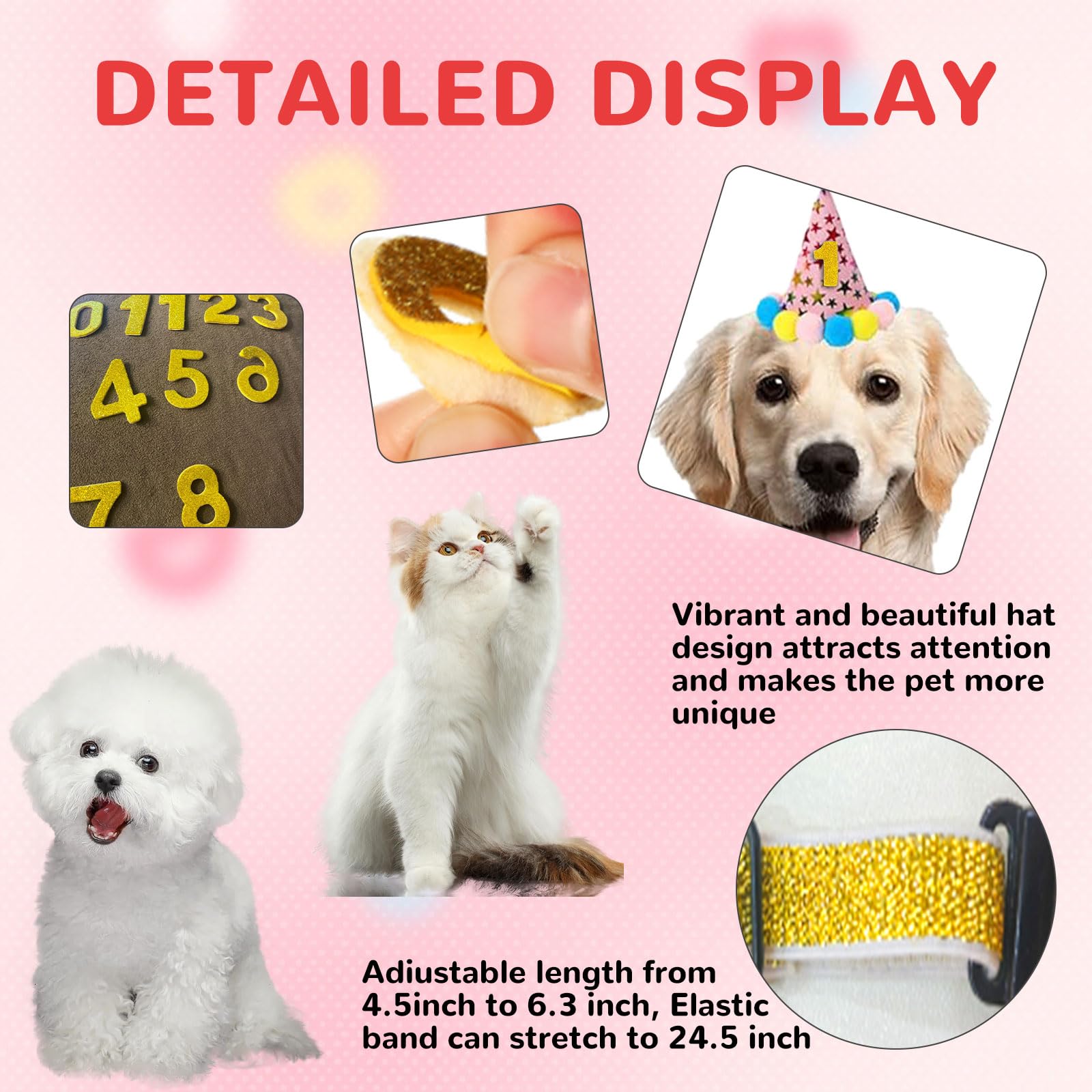 Dog Birthday Hat Bandana Party Decorations, Reusable Dog First Birthday Supplies With Banner Bowtie Numbers Crown, Cute 1St Larg